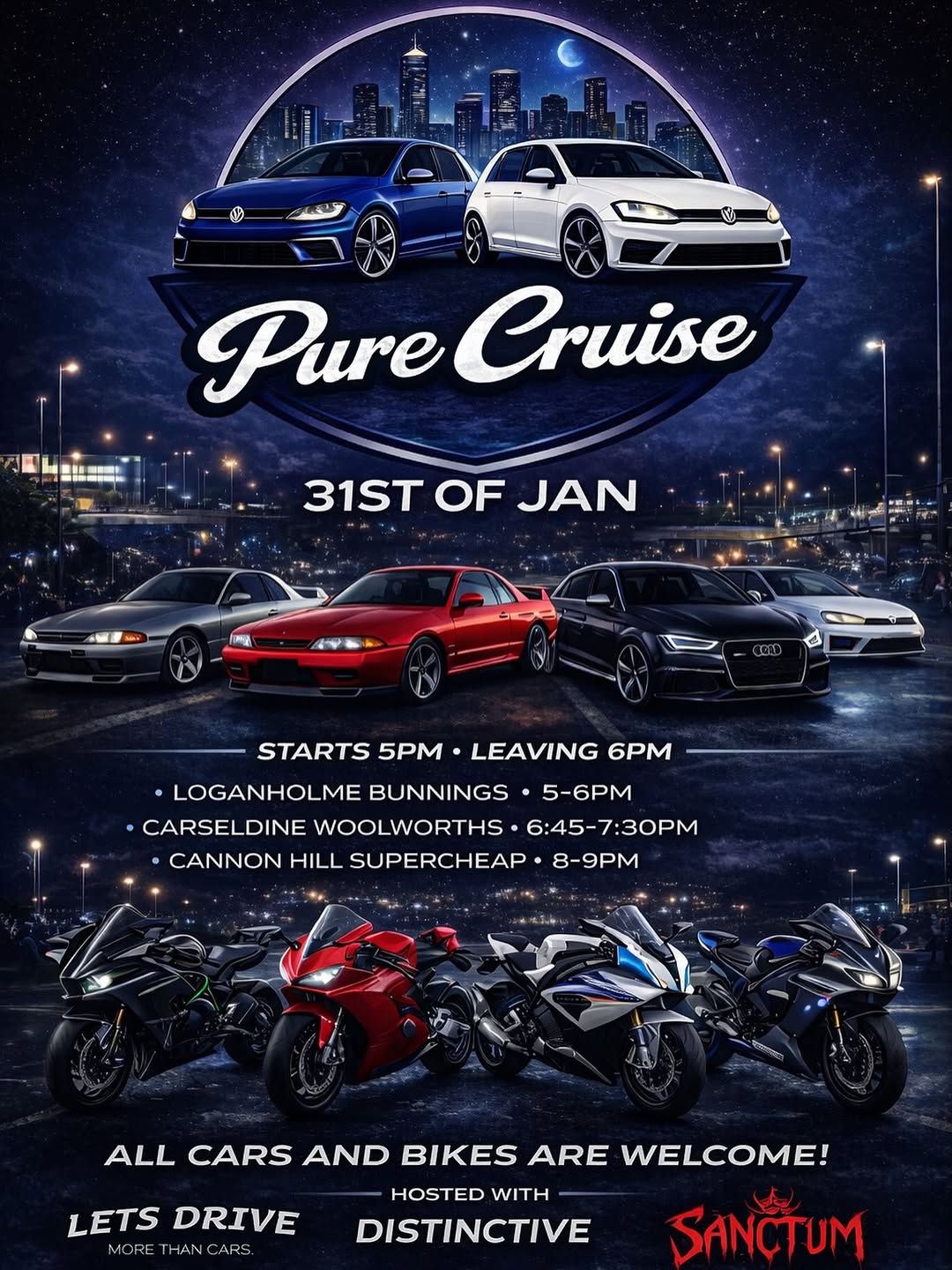 Pure Cruise — car meet in Brisbane, QLD on Saturday 31 January 2026
