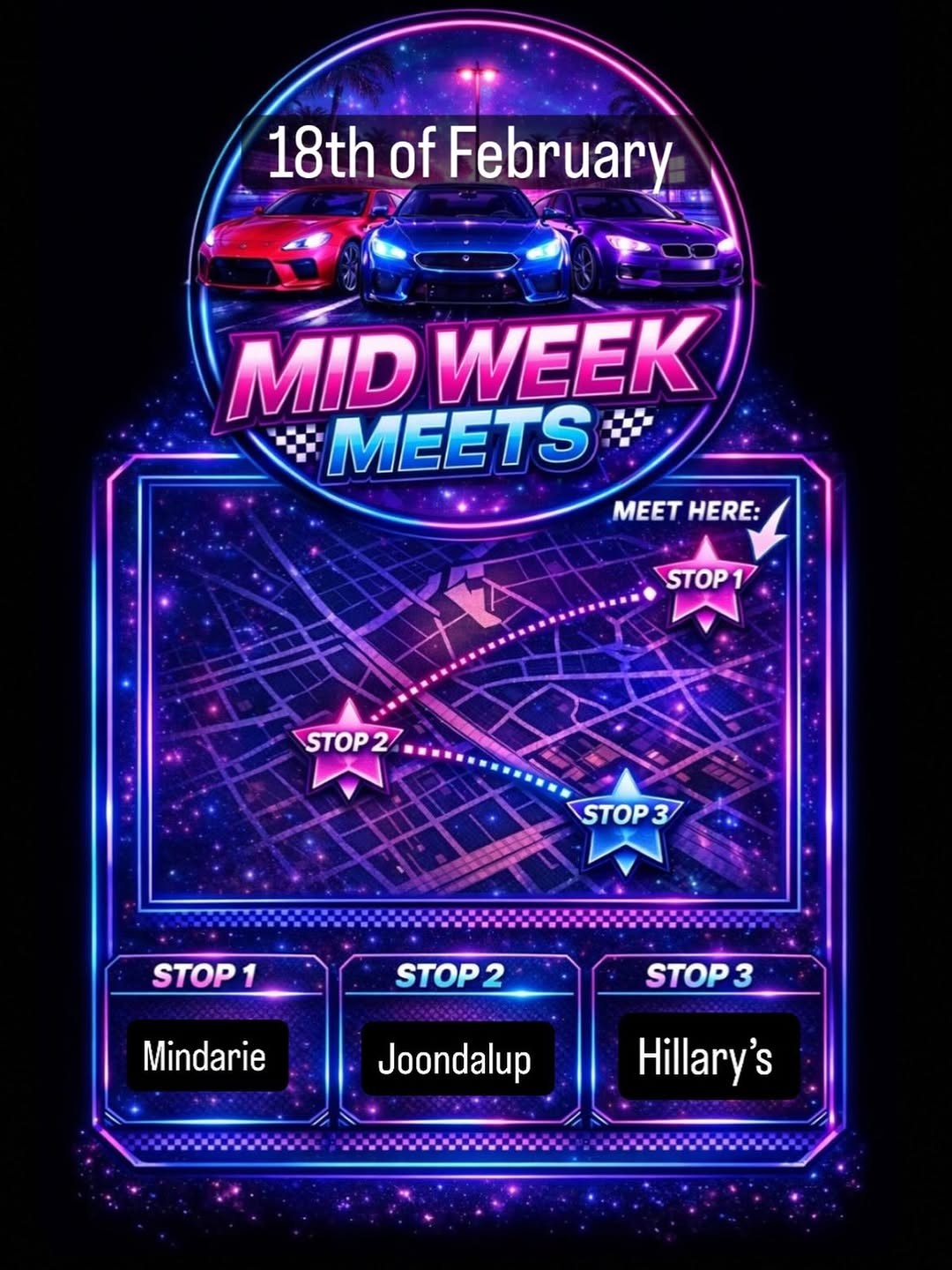 Mid Week Meets — car meet in Perth, WA on Wednesday 18 February 2026