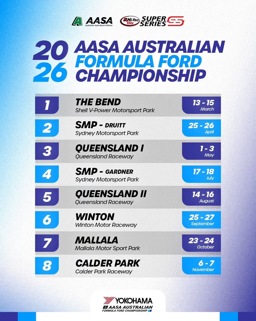 2026 AASA Australian Formula Ford Championship — spectator event in Adelaide, SA on Friday 13 March 2026