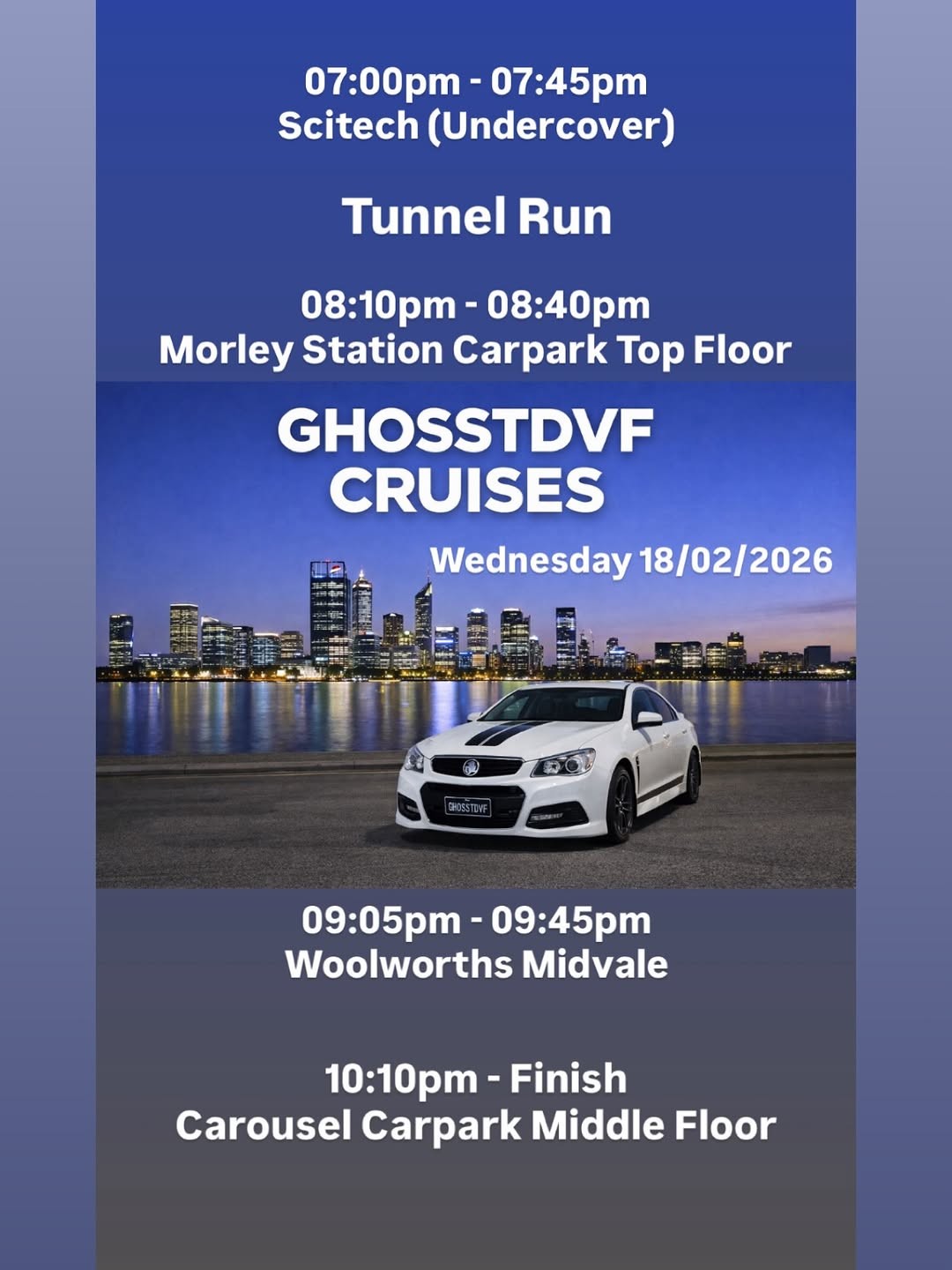 GHOSSTDVF Cruises — Muscle car meet in Perth, WA on Wednesday 18 February 2026