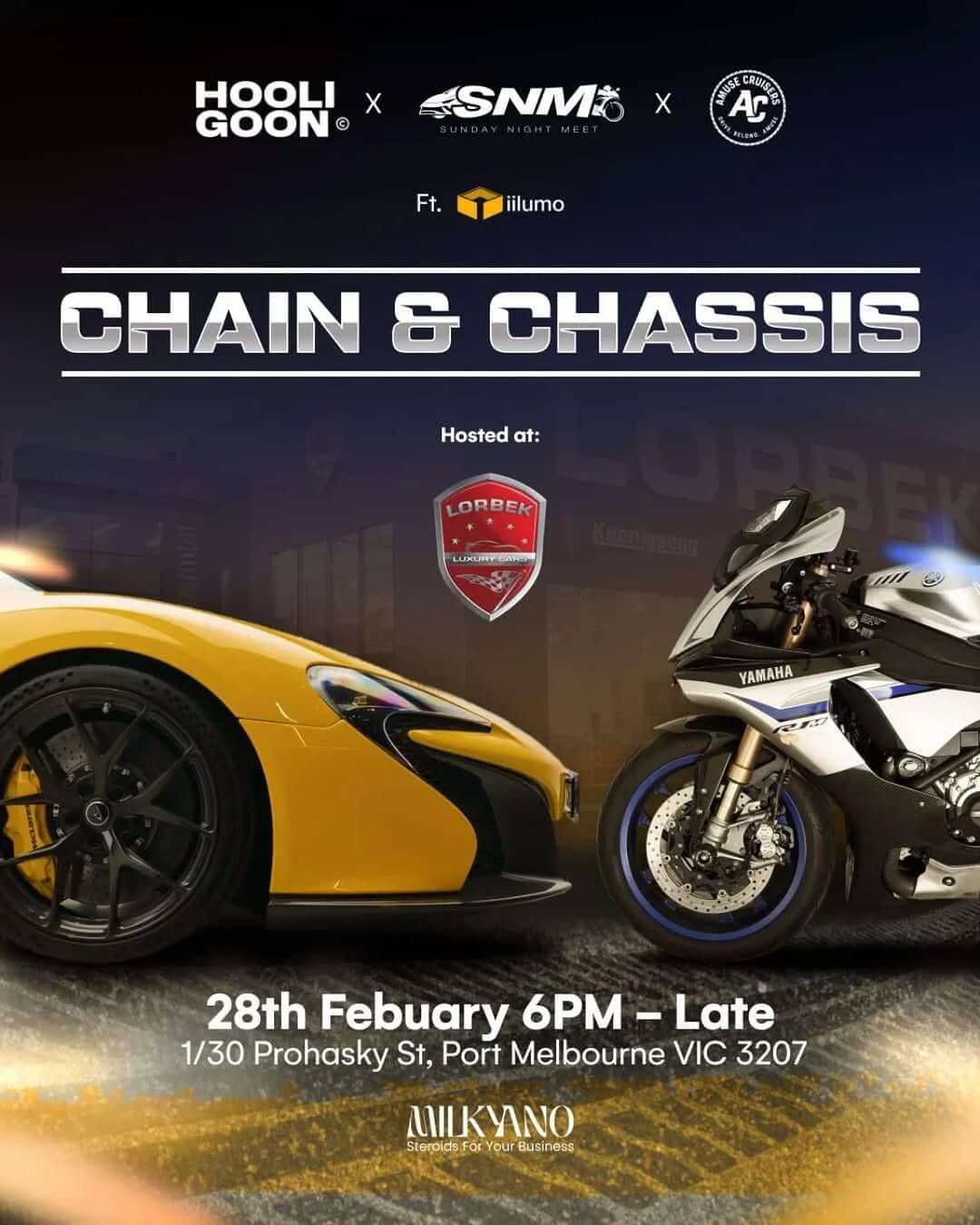 Chain & Chassis — Exotic car meet in Melbourne, VIC on Saturday 28 February 2026