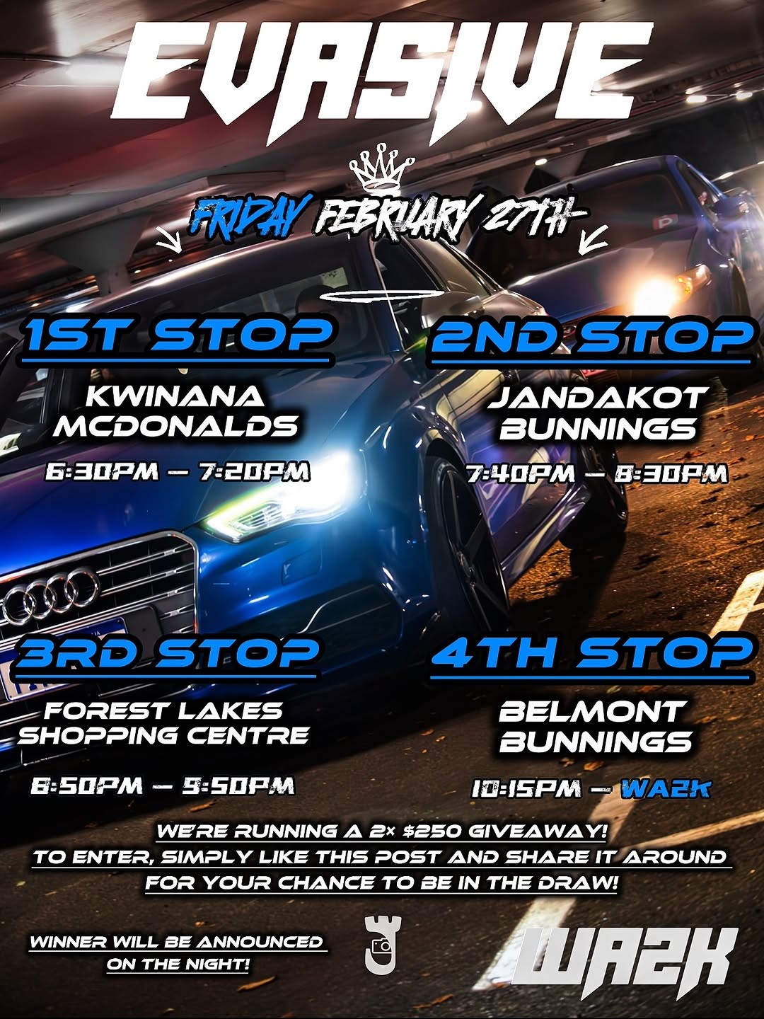 Evasive Cruise — car meet in Perth, WA on Friday 27 February 2026