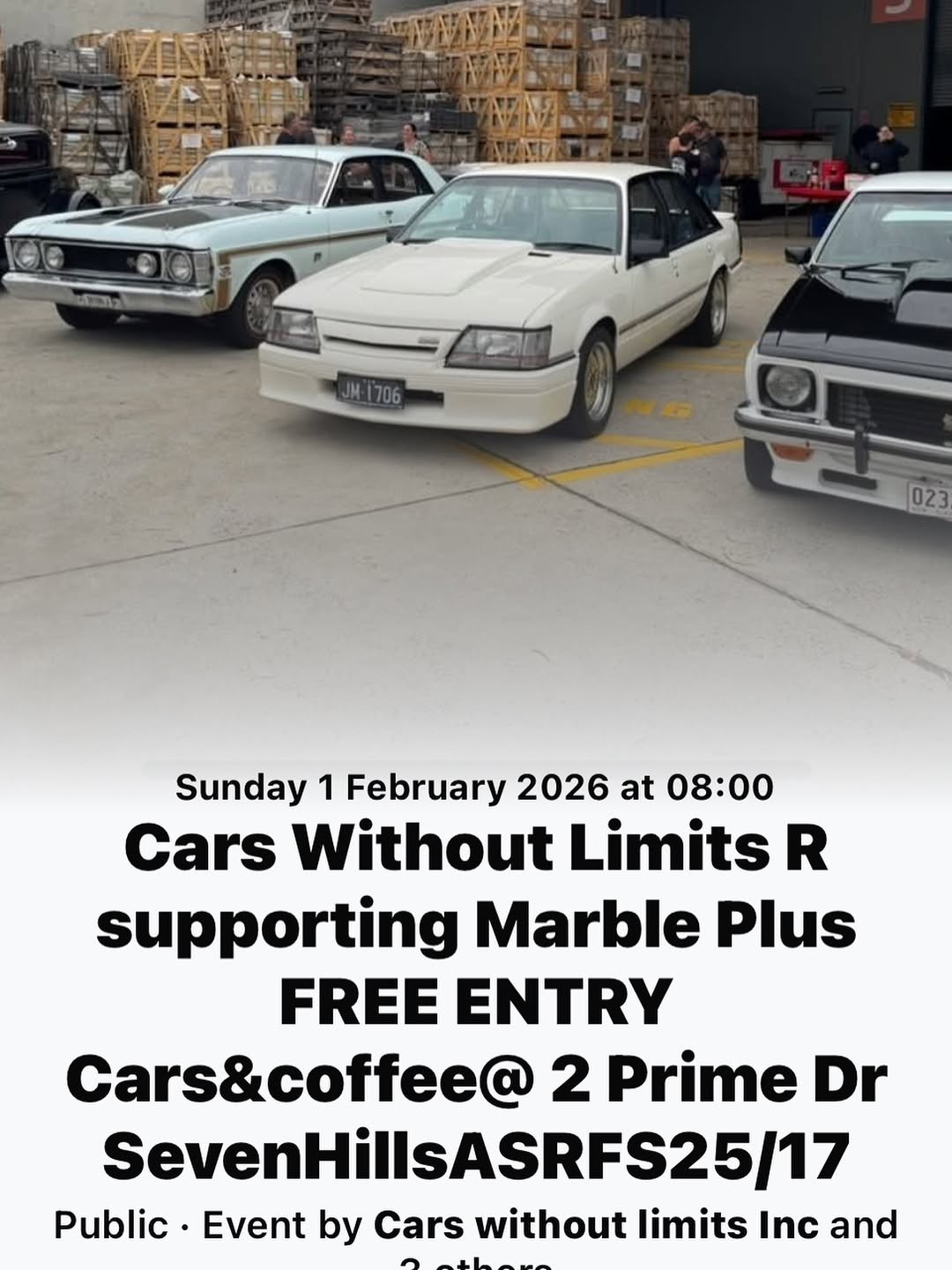 Cars Without Limits R supporting Marble Plus — Classic/Muscle car meet in Sydney, NSW on Sunday 1 February 2026