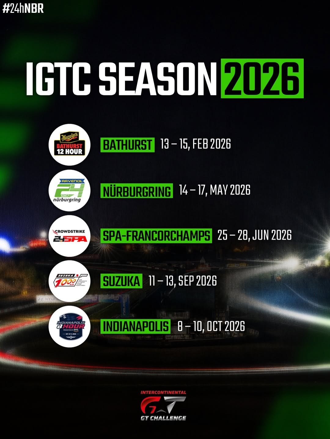 IGTC Season 2026 — Euro/Exotic spectator event in International on Friday 13 February 2026