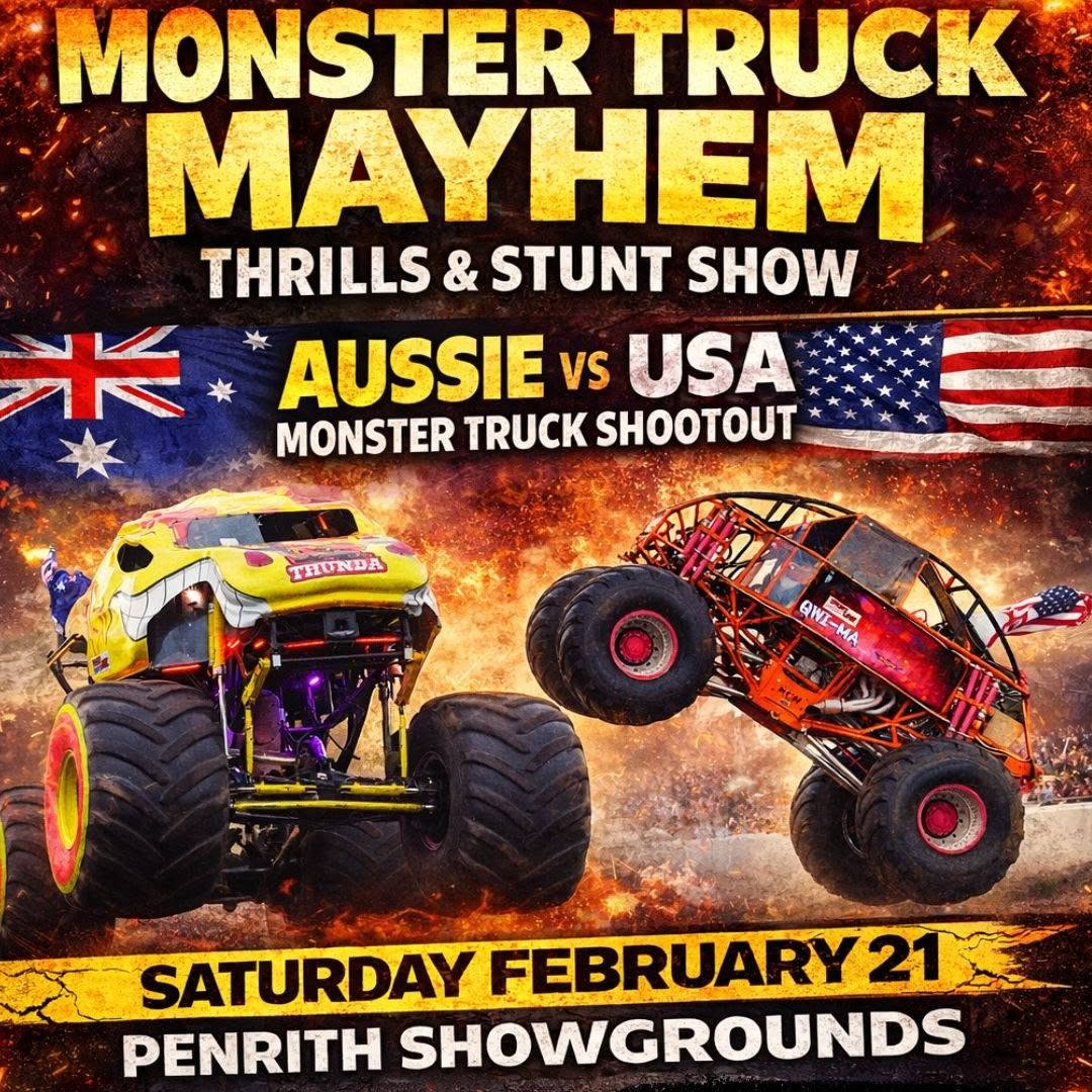 Monster Truck Mayhem Thrills & Stunt Show — spectator event in Sydney, NSW on Saturday 21 February 2026