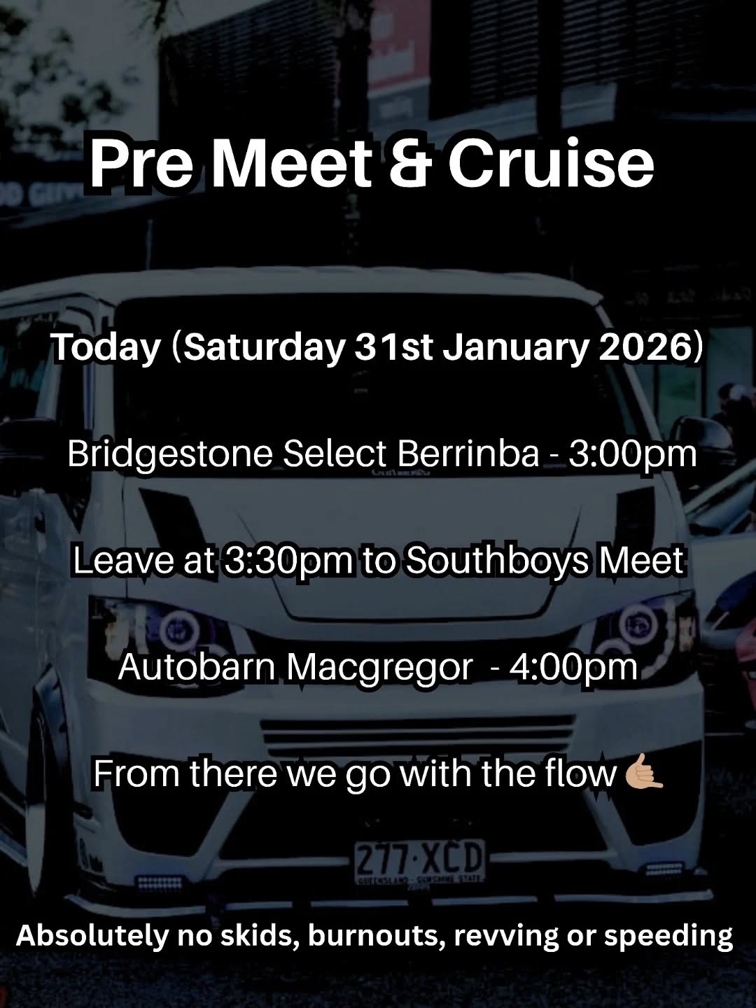 Pre Meet & Cruise to Southboys Meet — JDM car meet in Brisbane, QLD on Saturday 31 January 2026