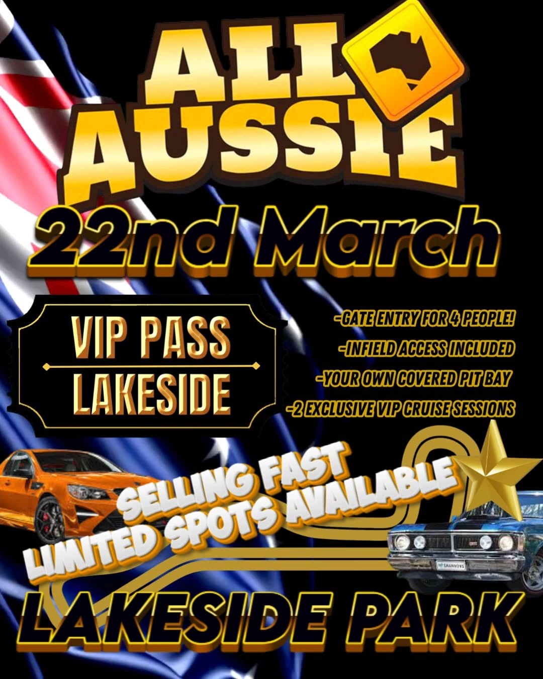 All Aussie Day — Muscle track day in Brisbane, QLD on Sunday 22 March 2026