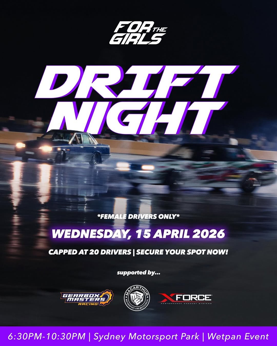 Drift Night — JDM track day in Sydney, NSW on Wednesday 15 April 2026