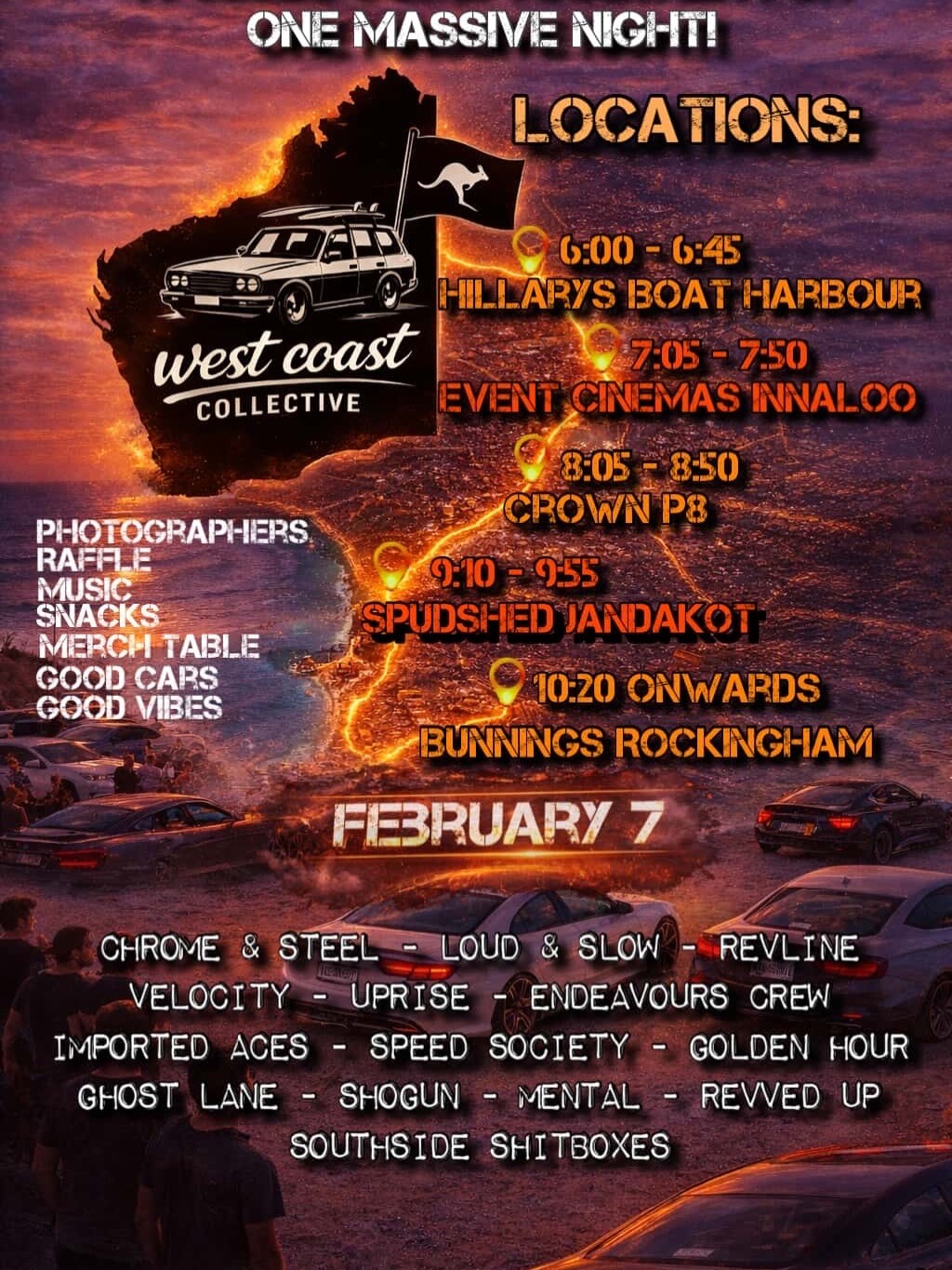 One Massive Night — car meet in Perth, WA on Saturday 7 February 2026