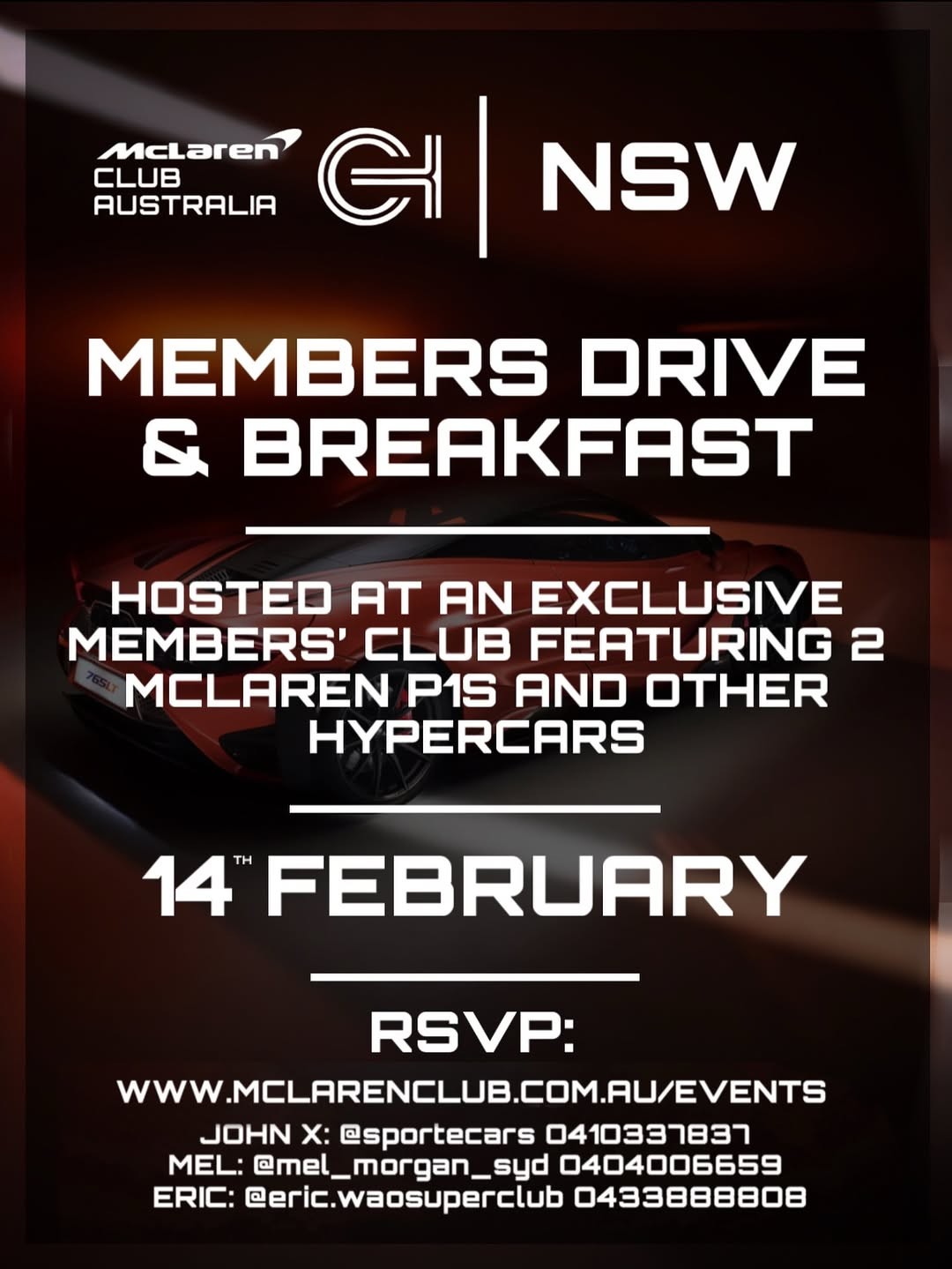 Members Drive & Breakfast — Exotic car meet in Sydney, NSW on Saturday 14 February 2026