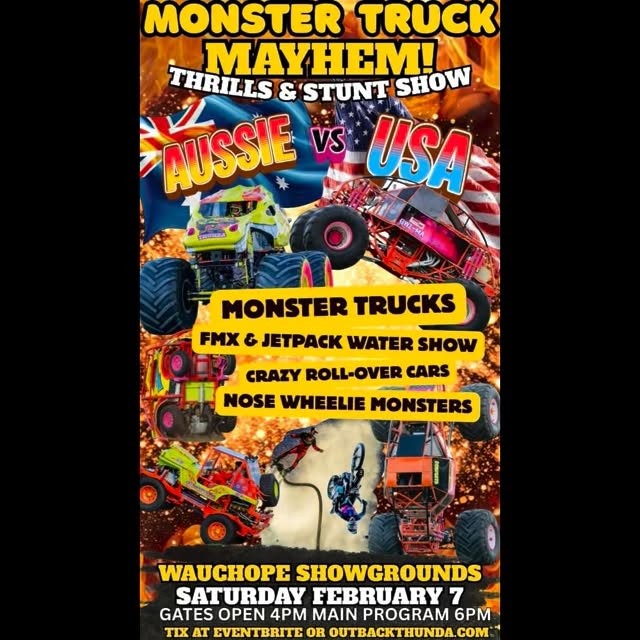 Monster Truck Mayhem! Thrills & Stunt Show — Muscle spectator event in Sydney, NSW on Saturday 7 February 2026