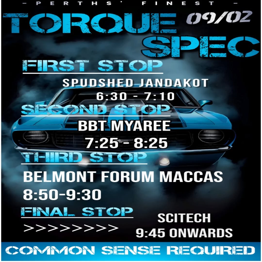 Torque Spec Cruise — Muscle car meet in Perth, WA on Monday 9 February 2026