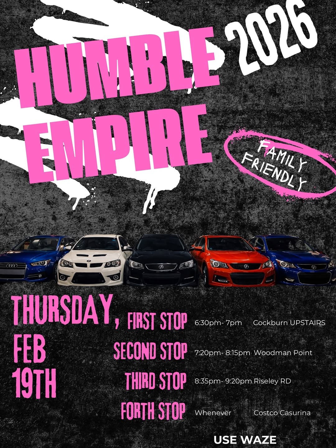 Humble Empire 2026 — car meet in Perth, WA on Thursday 19 February 2026