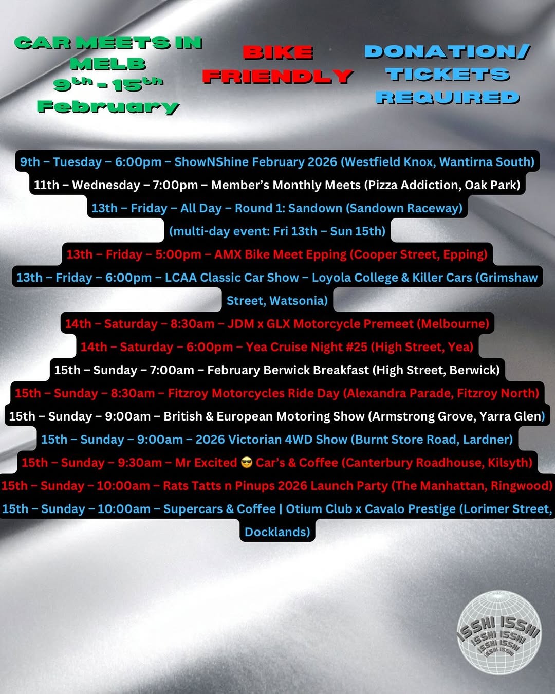 Car Meets in Melb — JDM/Euro car meet in Melbourne, VIC on Monday 9 February 2026