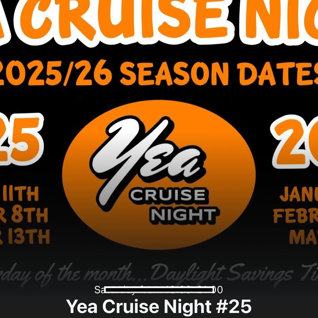 Yea Cruise Night #25 — car meet in Melbourne, VIC on Saturday 14 February 2026
