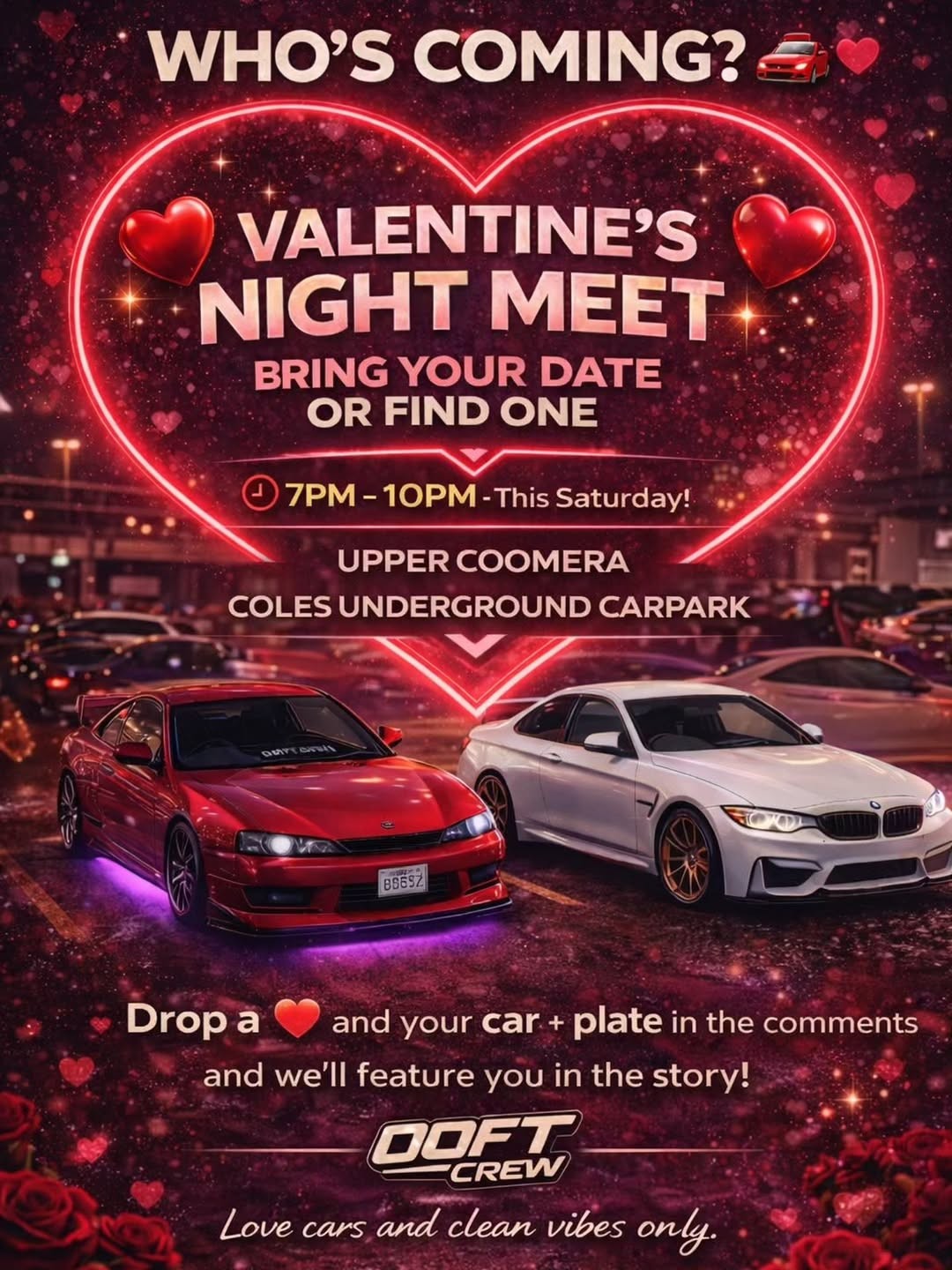 Valentine's Night Meet — JDM/Euro car meet in Gold Coast, QLD on Saturday 14 February 2026