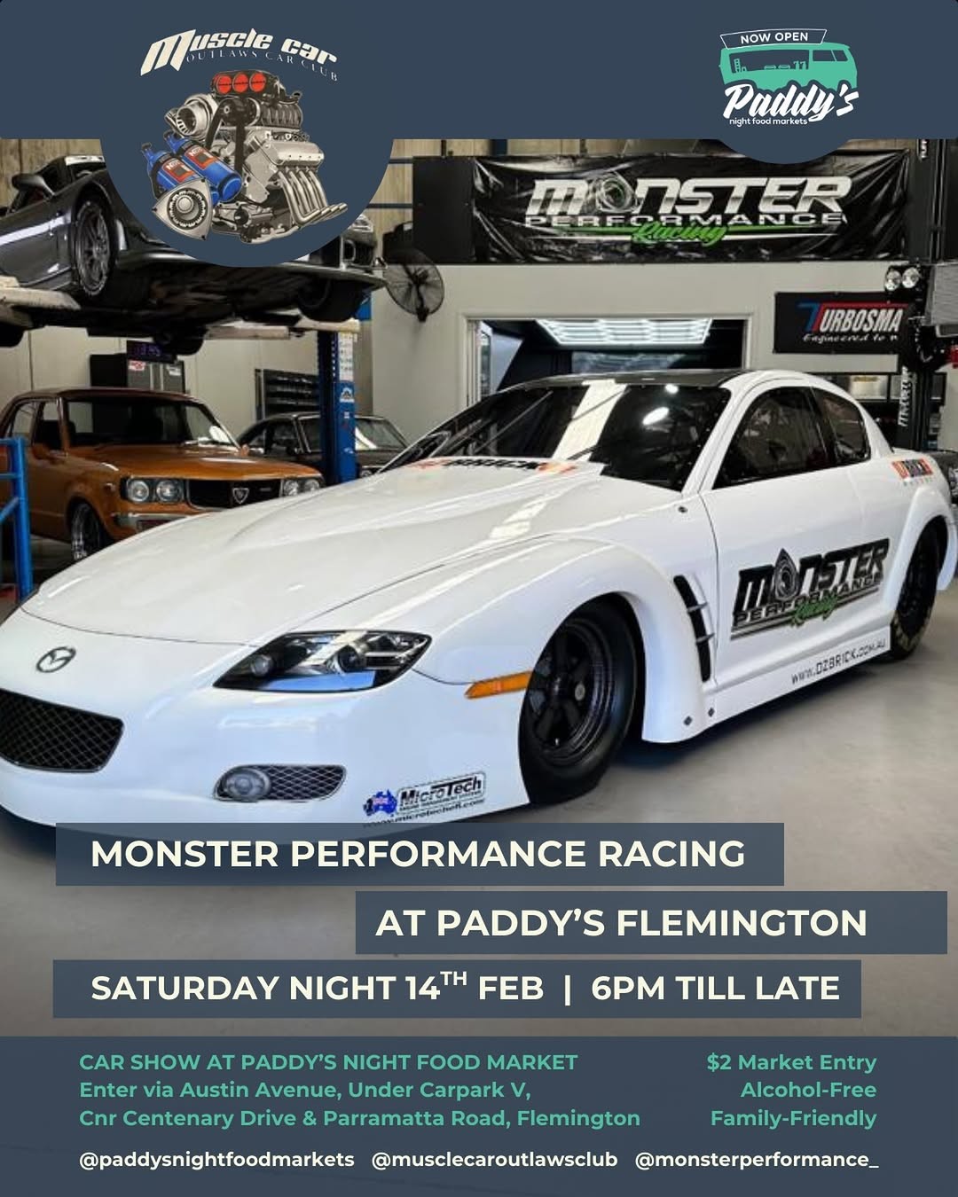 Monster Performance Racing at Paddy's Flemington — Muscle/JDM car meet in Sydney, NSW on Saturday 14 February 2026