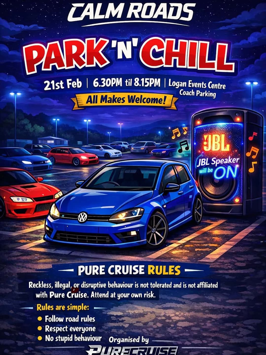 Calm Roads - Park 'N' Chill — Euro car meet in Brisbane, QLD on Saturday 21 February 2026
