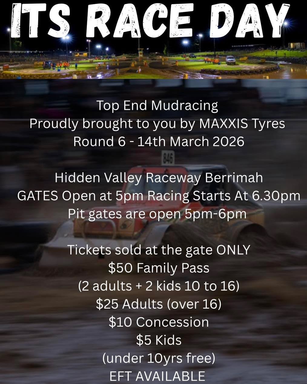 Top End Mudracing - Round 6 — 4x4 spectator event in Darwin, NT on Saturday 14 March 2026