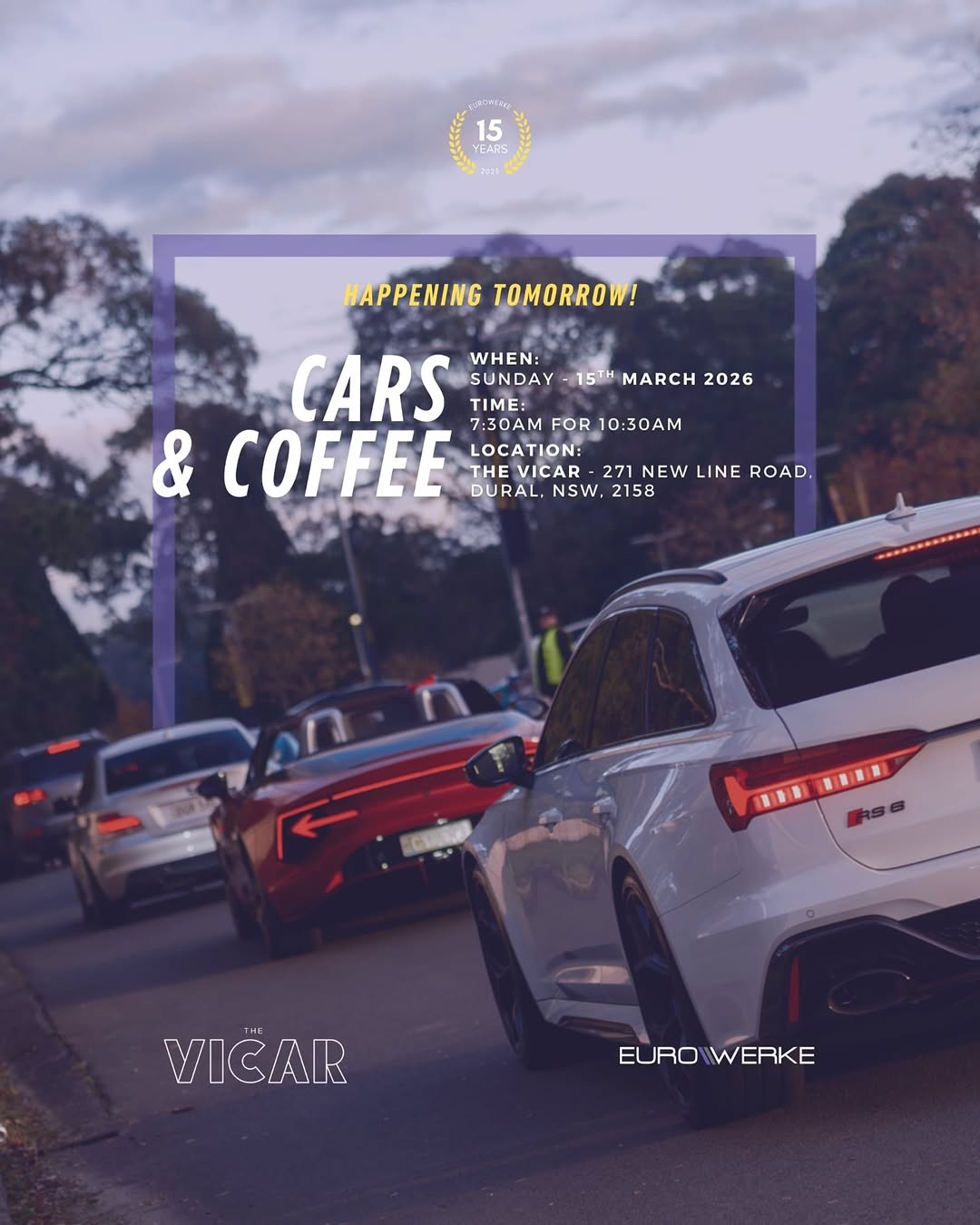 Cars & Coffee — Euro car meet in Sydney, NSW on Sunday 15 March 2026