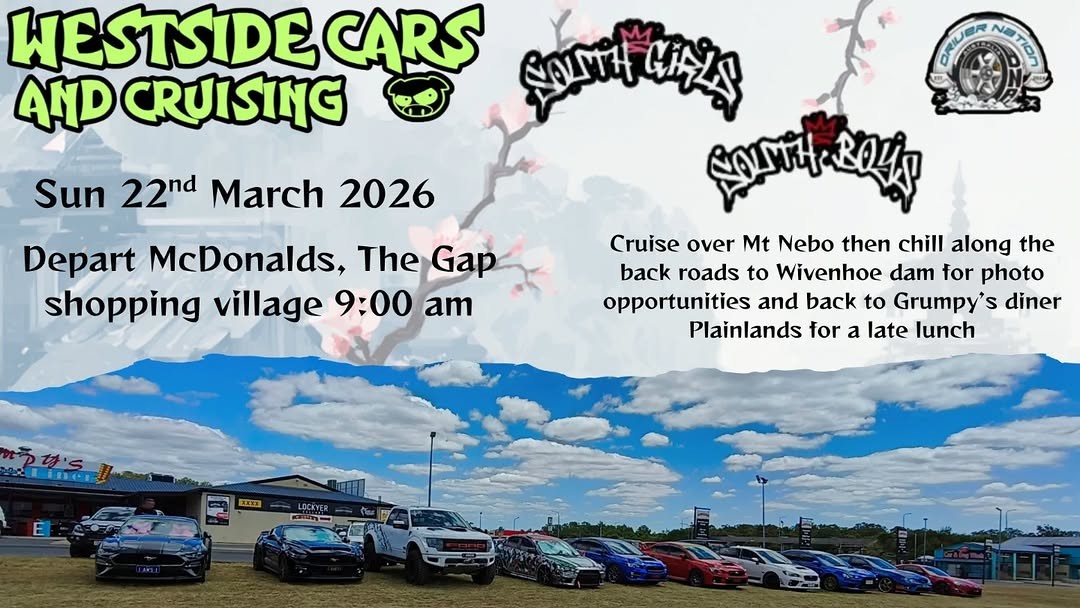 Westside Cars and Cruising — Muscle car meet in Brisbane, QLD on Sunday 22 March 2026
