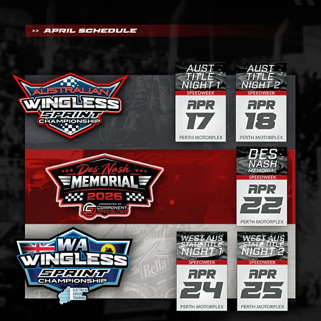 Australian Wingless Sprint Championship - Night 1 — Muscle spectator event in Perth, WA on Friday 17 April 2026
