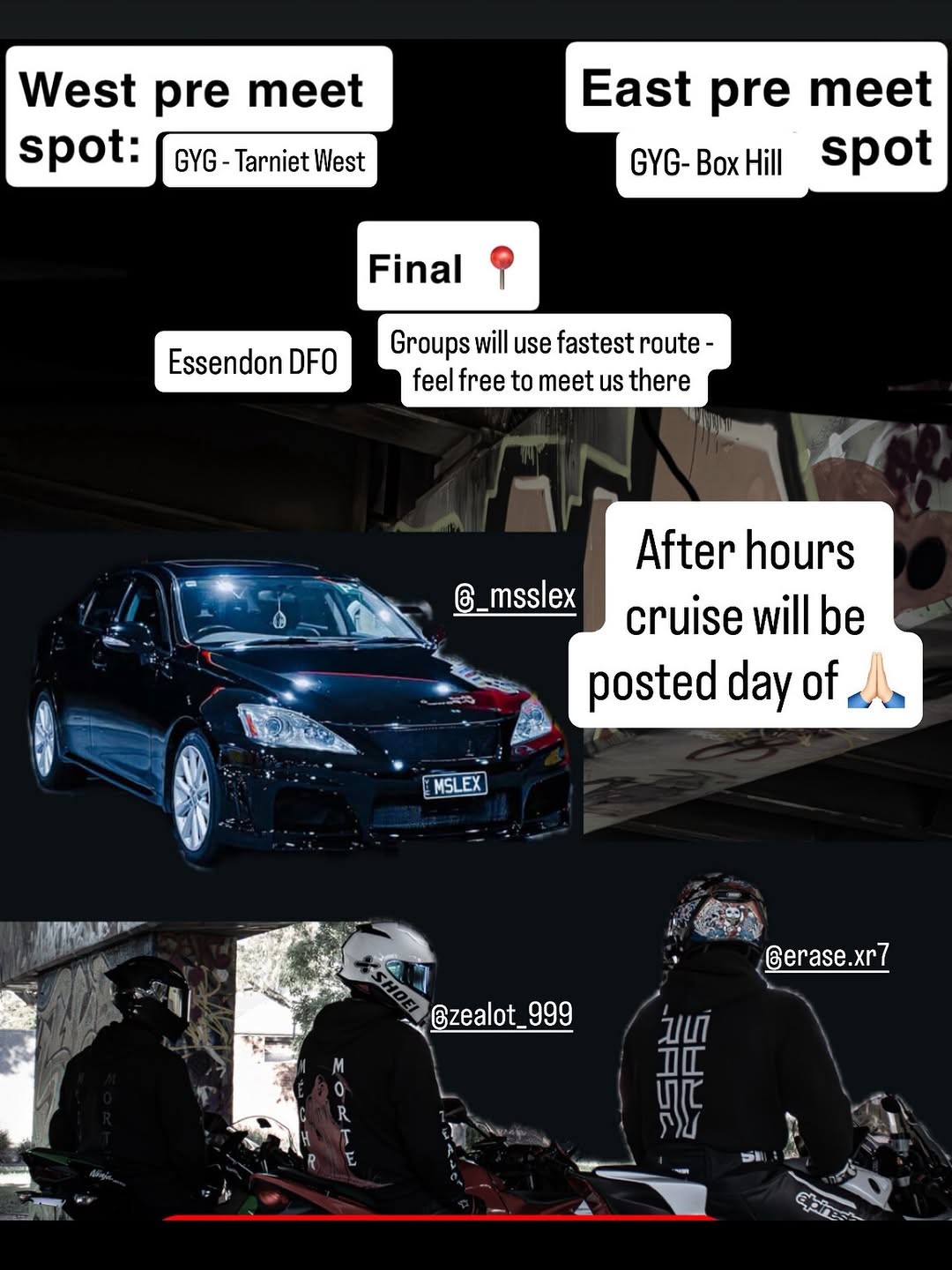 ERXSE BIKES ❌ _msslex CARS NIGHT — JDM car meet in Melbourne, VIC on Friday 27 March 2026
