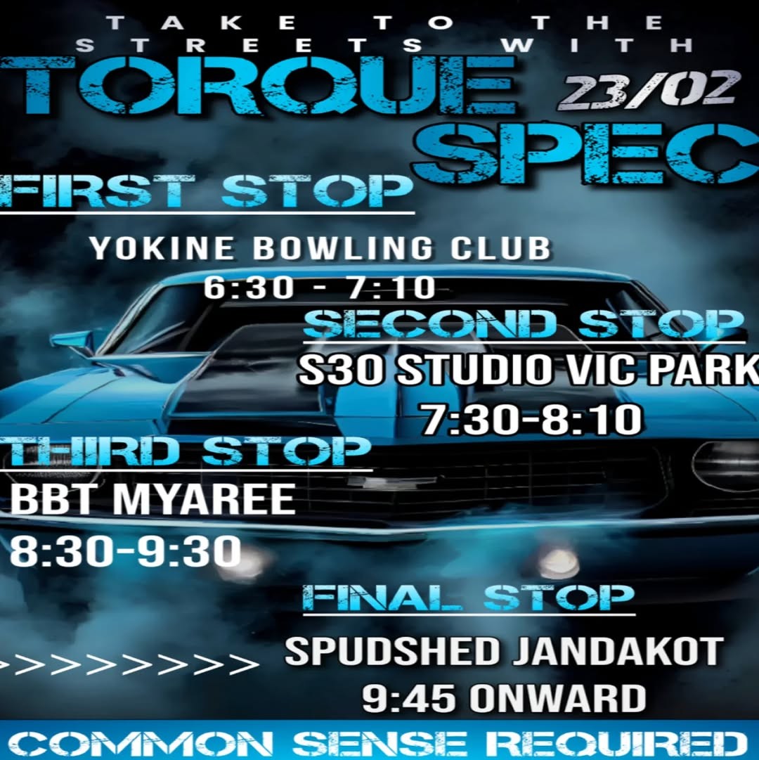 Take to the Streets with Torque Spec — Muscle car meet in Perth, WA on Monday 23 February 2026