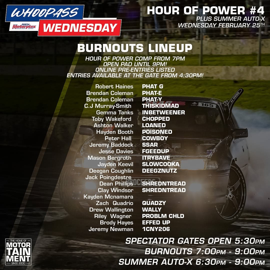 Hour of Power #4 — Muscle track day in Perth, WA on Wednesday 25 February 2026