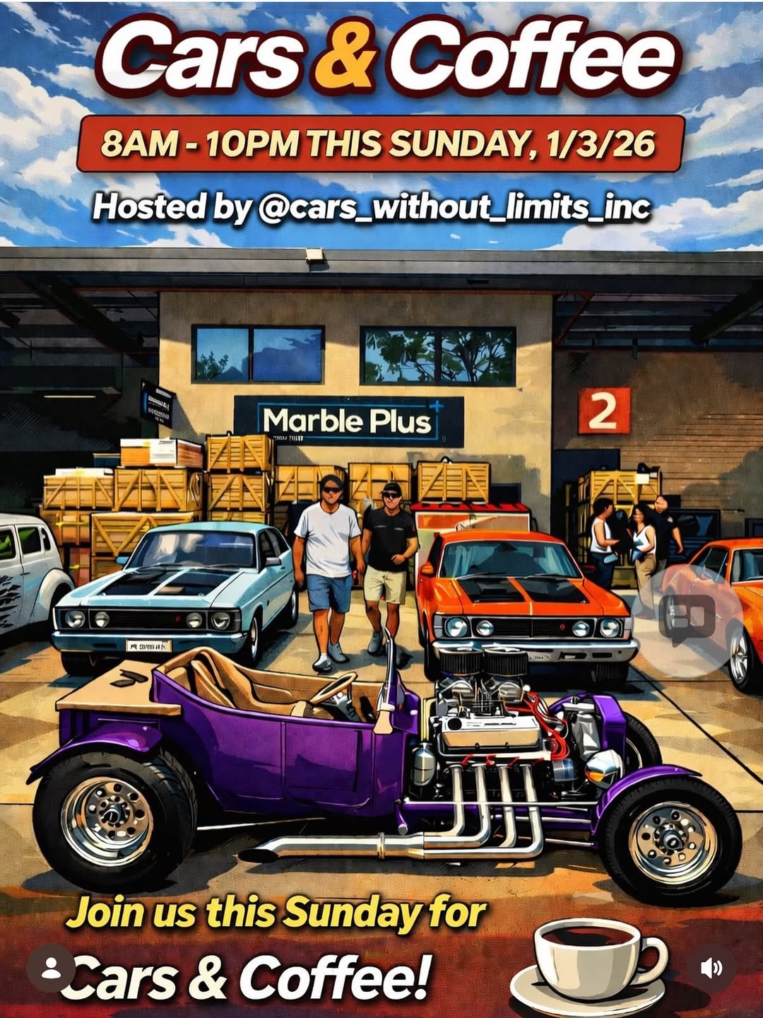 Cars & Coffee — Classic/JDM car meet in Sydney, NSW on Sunday 1 March 2026