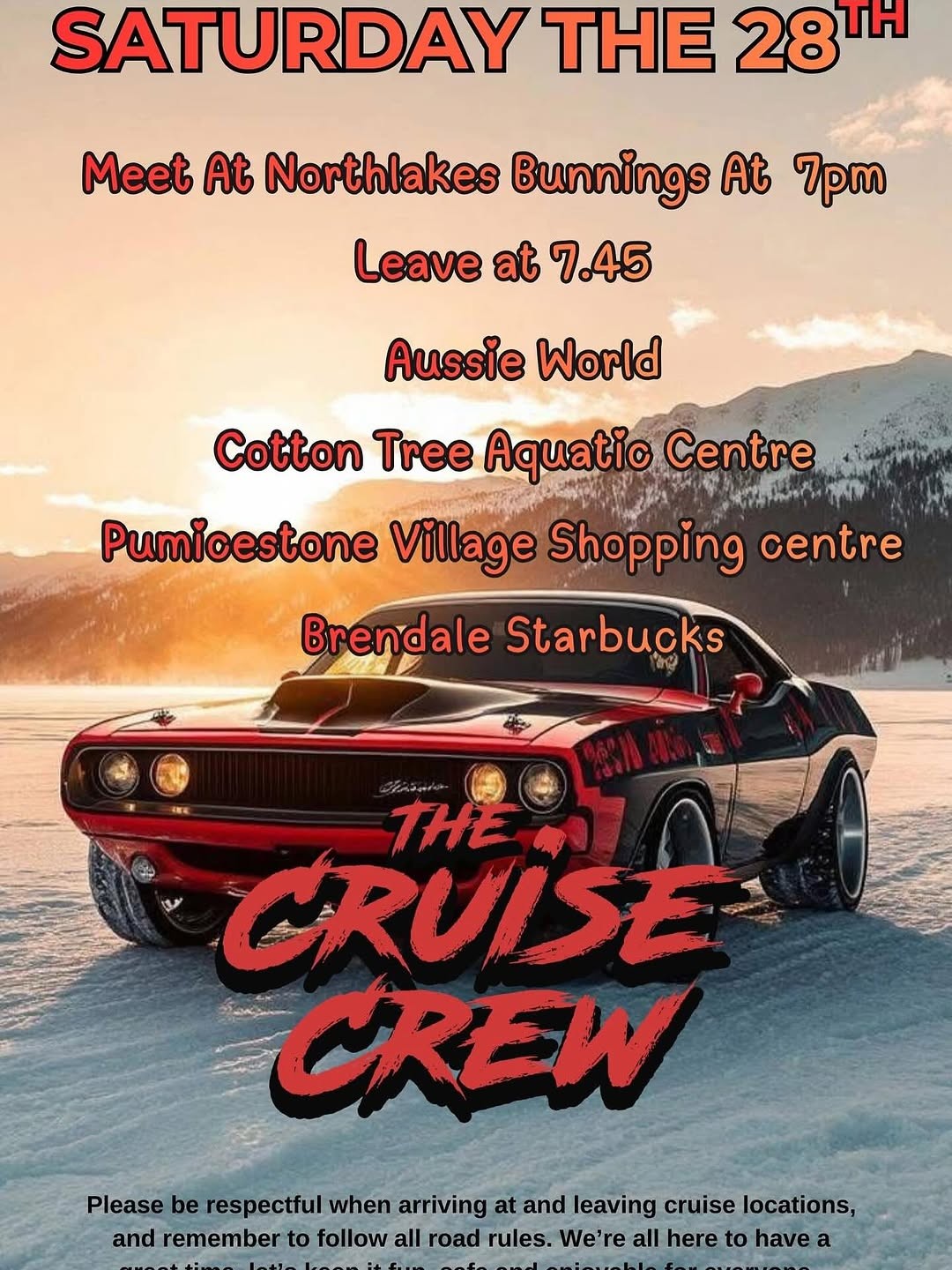 Saturday The 28th Cruise — JDM/Euro car meet in Brisbane, QLD on Saturday 28 February 2026