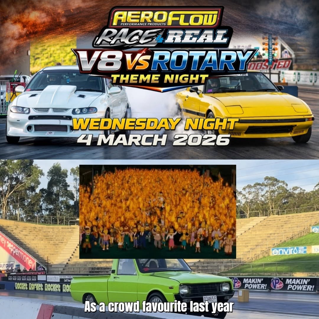Aeroflow Race 4 Real - V8 vs Rotary Theme Night — JDM/Muscle track day in Sydney, NSW on Wednesday 4 March 2026