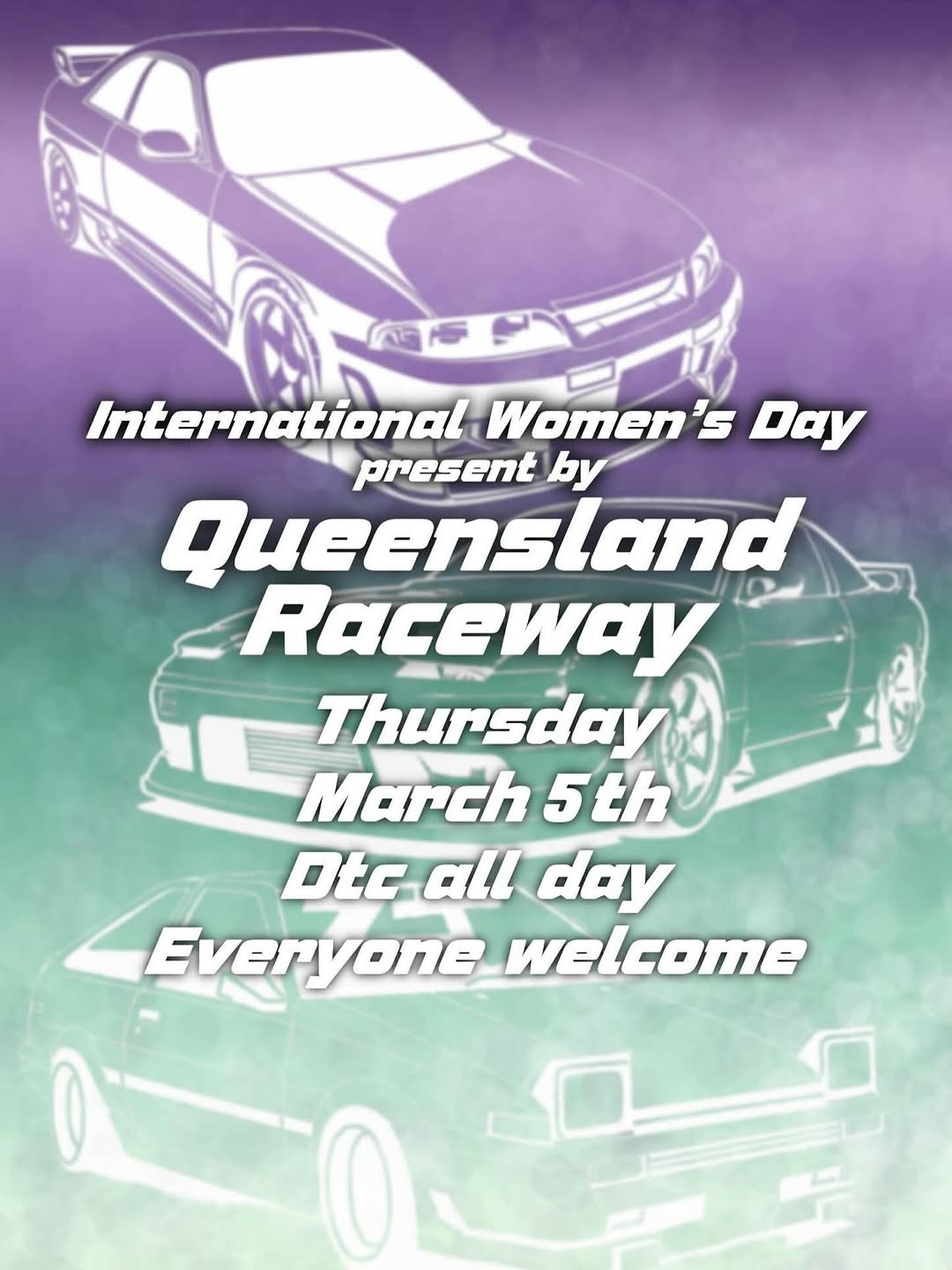 International Women's Day Give to Gain — JDM/Muscle track day in Brisbane, QLD on Thursday 5 March 2026