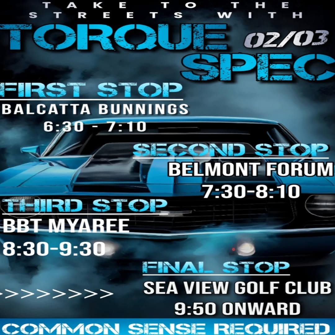 Take to the Streets with Torque Spec — Muscle car meet in Perth, WA on Monday 2 March 2026