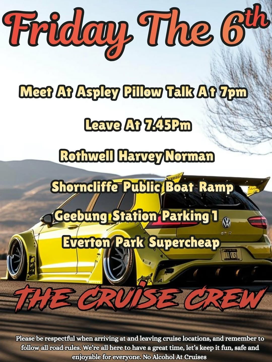 Friday The 6th Cruise — JDM car meet in Brisbane, QLD on Friday 6 March 2026