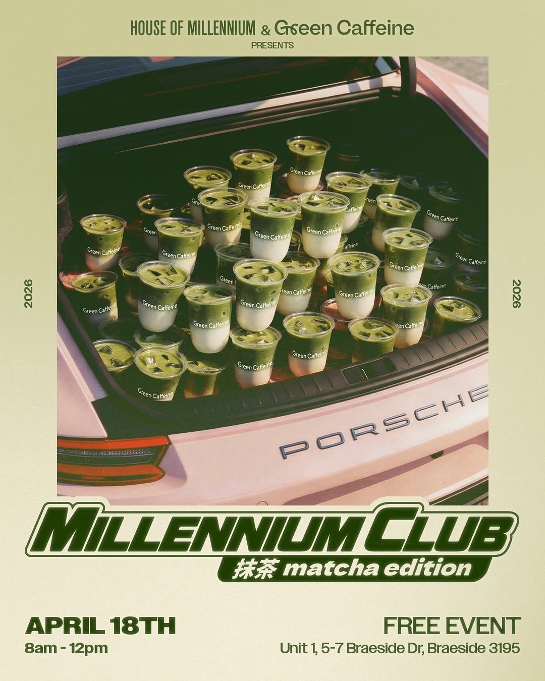 Millennium Club: Matcha Edition — Euro/JDM car meet in Melbourne, VIC on Saturday 18 April 2026