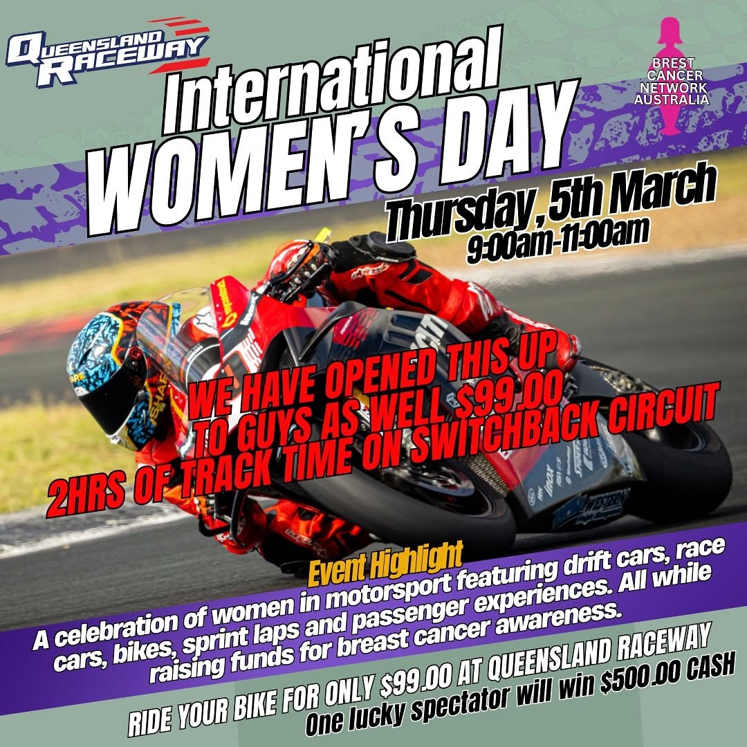 International Women's Day — track day in Brisbane, QLD on Thursday 5 March 2026