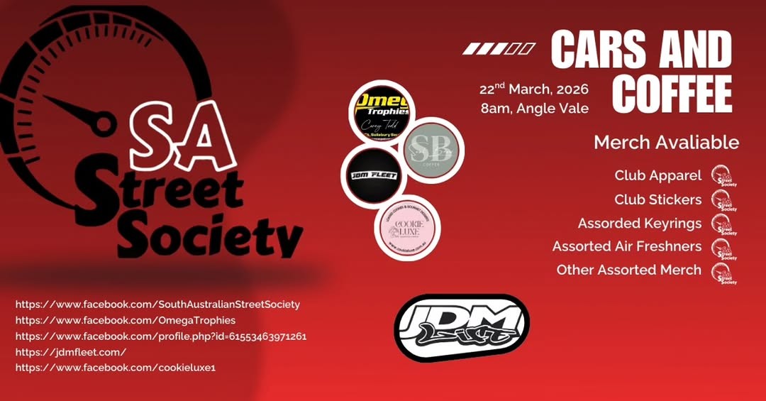 Cars and Coffee — JDM car meet in Adelaide, SA on Sunday 22 March 2026