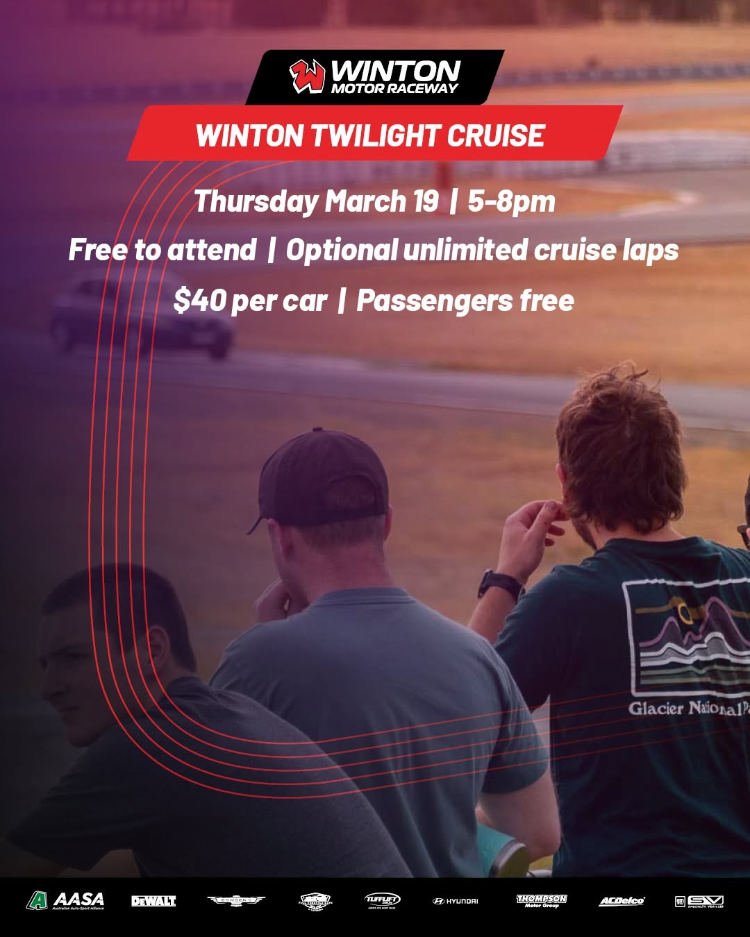 Winton Twilight Cruise — Muscle track day in Melbourne, VIC on Thursday 19 March 2026
