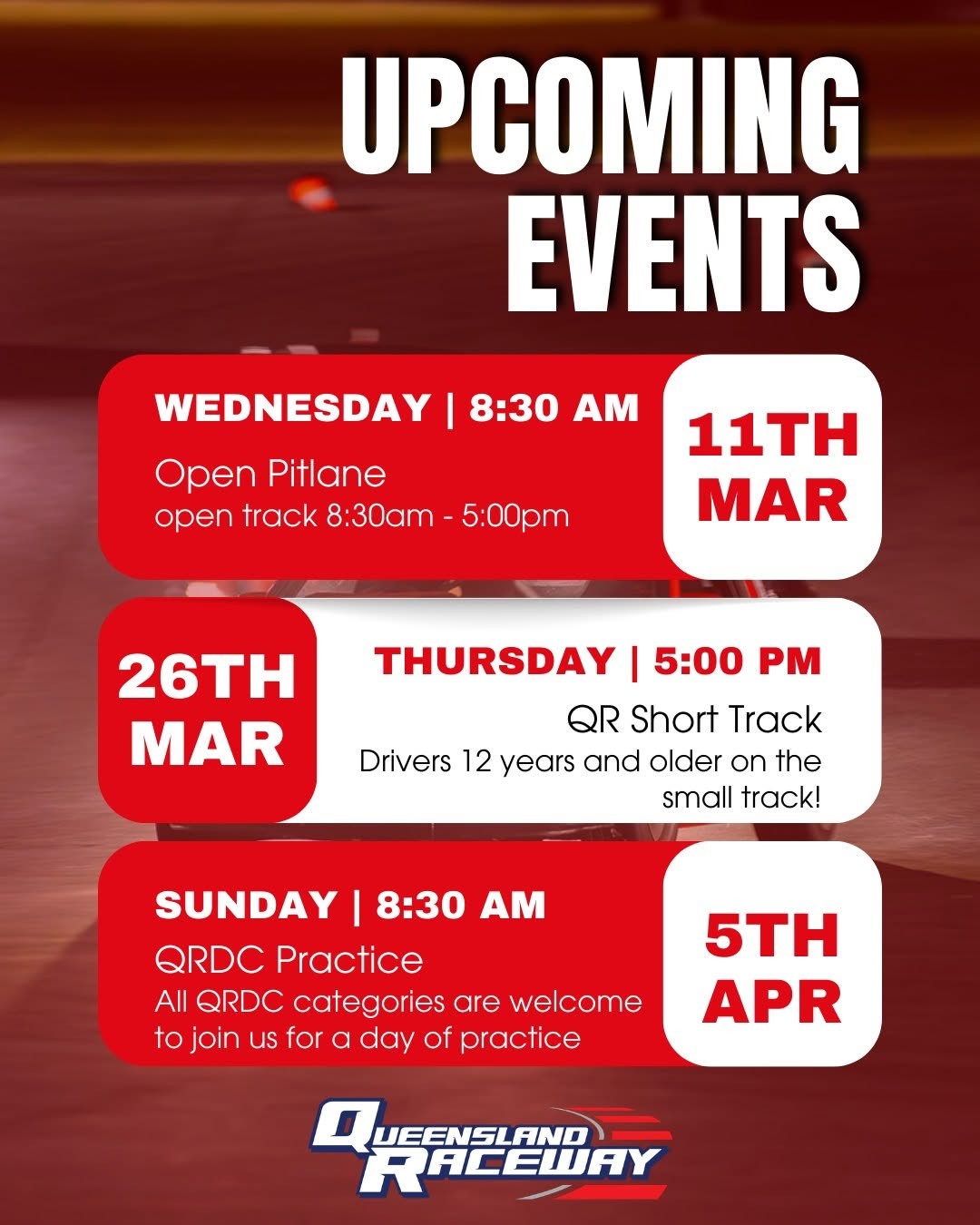 Open Pitlane — track day in Brisbane, QLD on Wednesday 11 March 2026