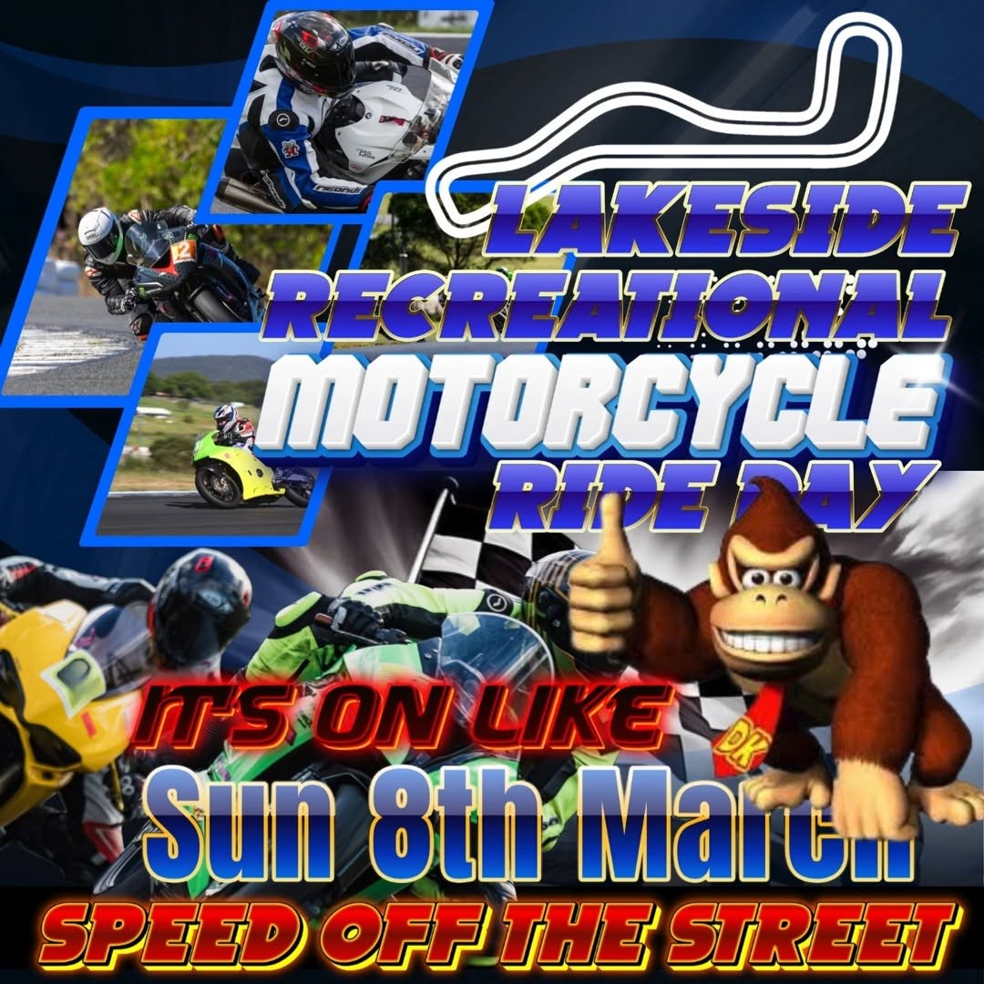 Lakeside Recreational Motorcycle Ride Day — track day in Brisbane, QLD on Sunday 8 March 2026