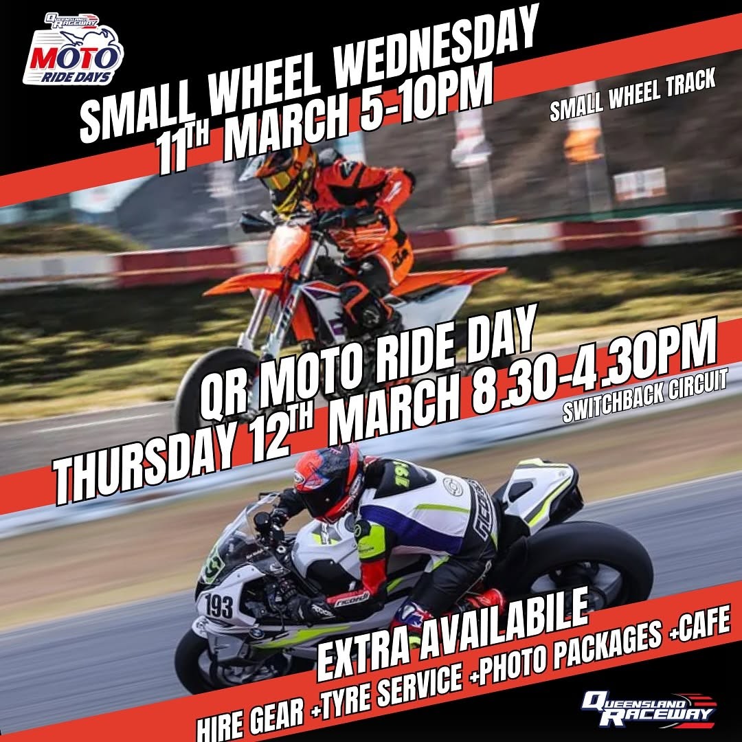 QR Moto Ride Day — track day in Brisbane, QLD on Thursday 12 March 2026