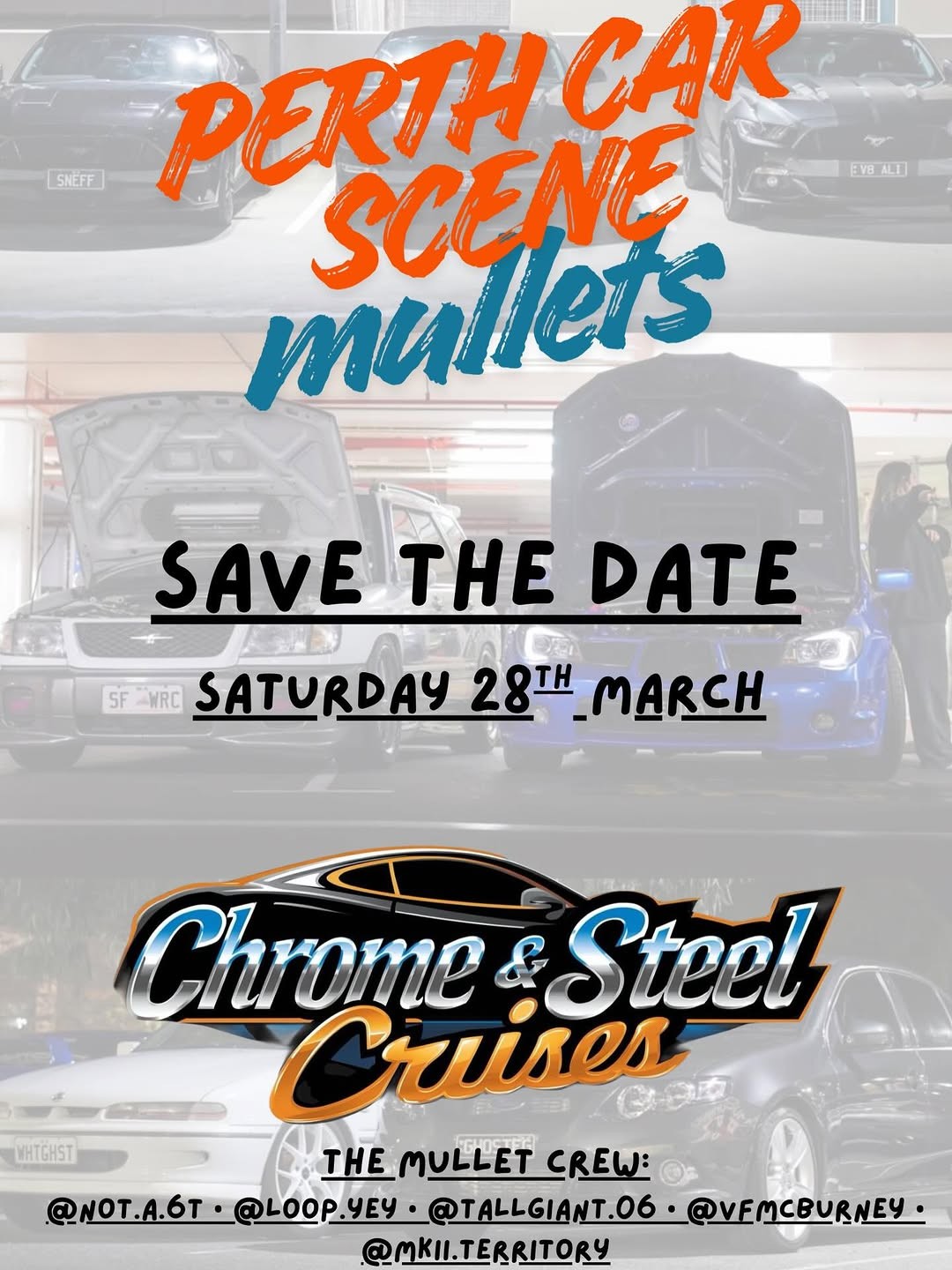 Perth Car Scene Mullets for Mental Health Fundraiser Cruise — Muscle car meet in Perth, WA on Saturday 28 March 2026