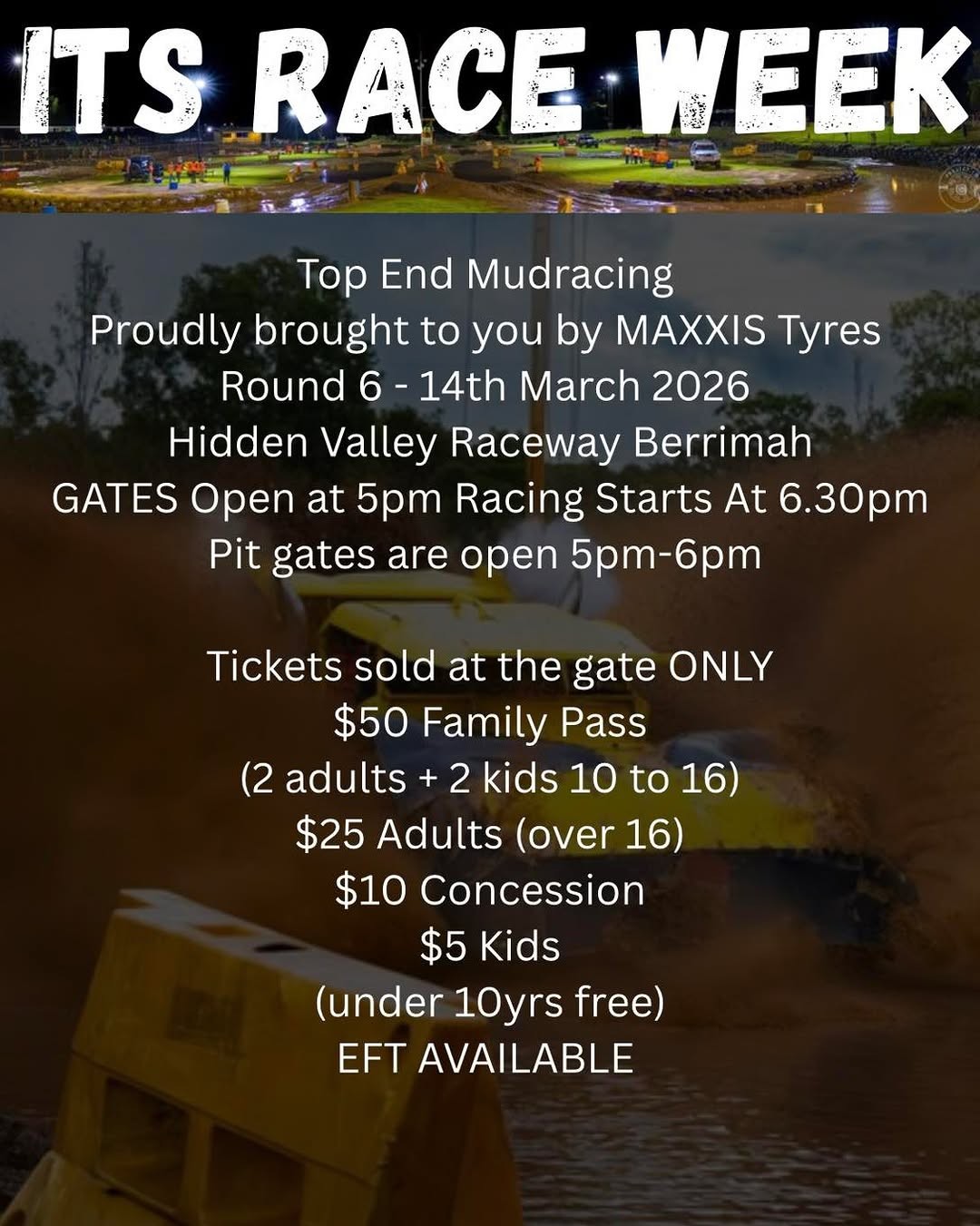 Top End Mudracing - Round 6 — 4x4 spectator event in Darwin, NT on Saturday 14 March 2026
