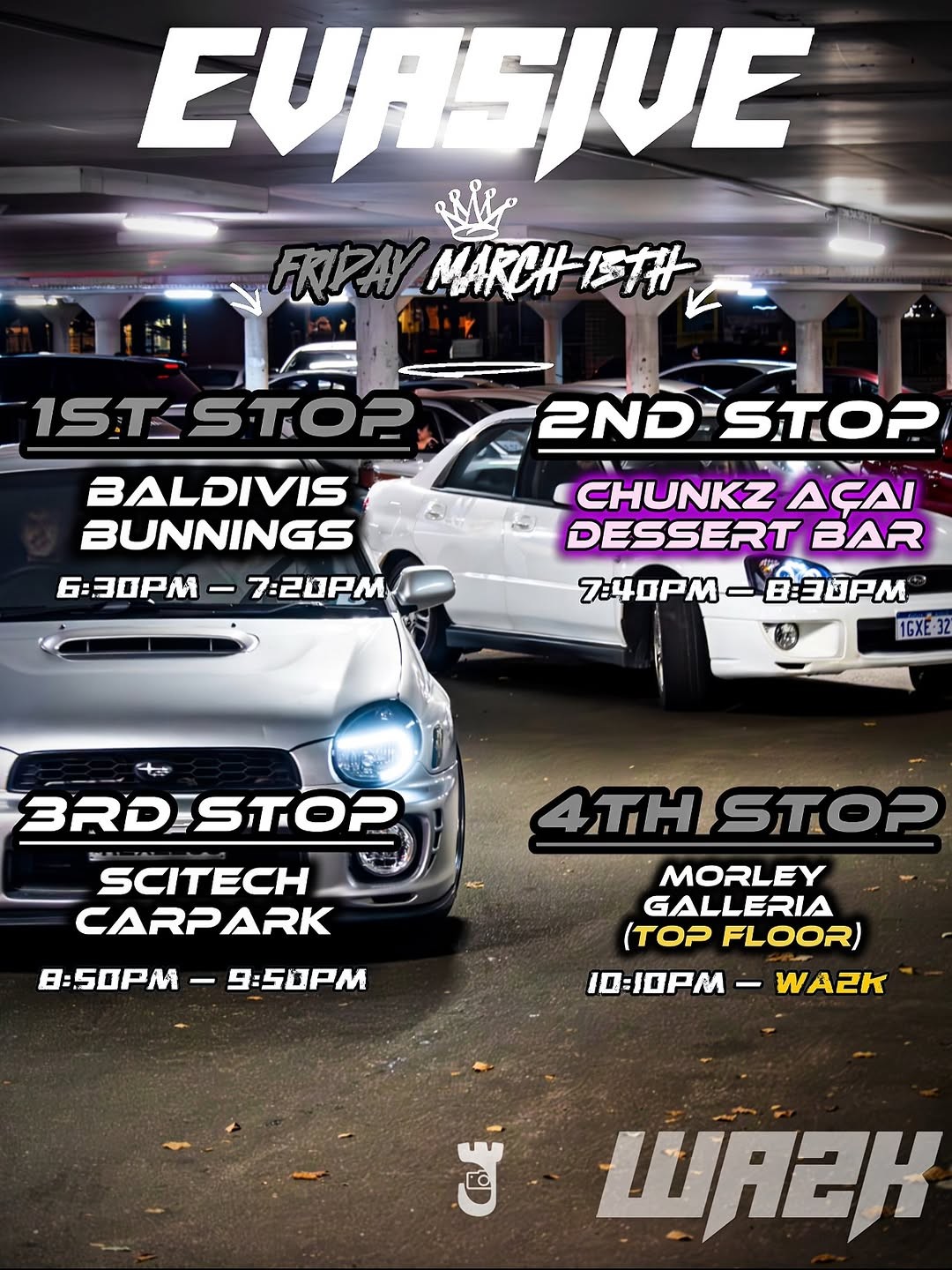 Evasive Cruise — JDM car meet in Perth, WA on Friday 13 March 2026