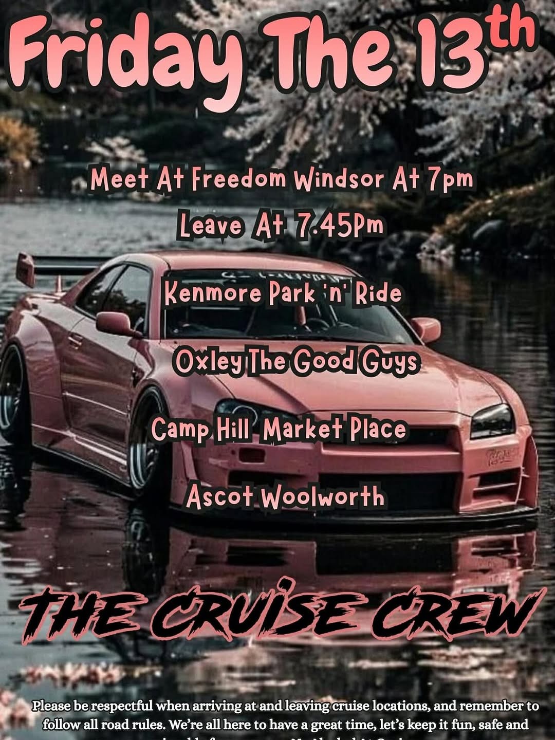 Friday The 13th Cruise — JDM car meet in Brisbane, QLD on Friday 13 March 2026
