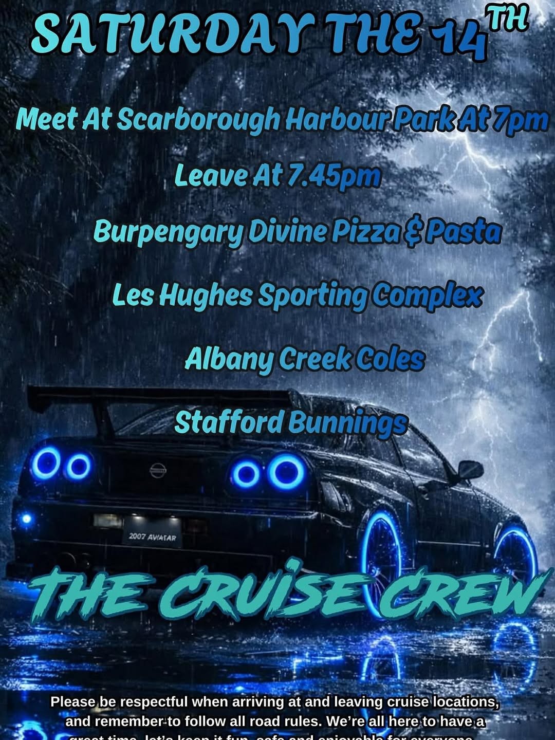 Saturday The 14th Cruise — JDM car meet in Brisbane, QLD on Saturday 14 March 2026