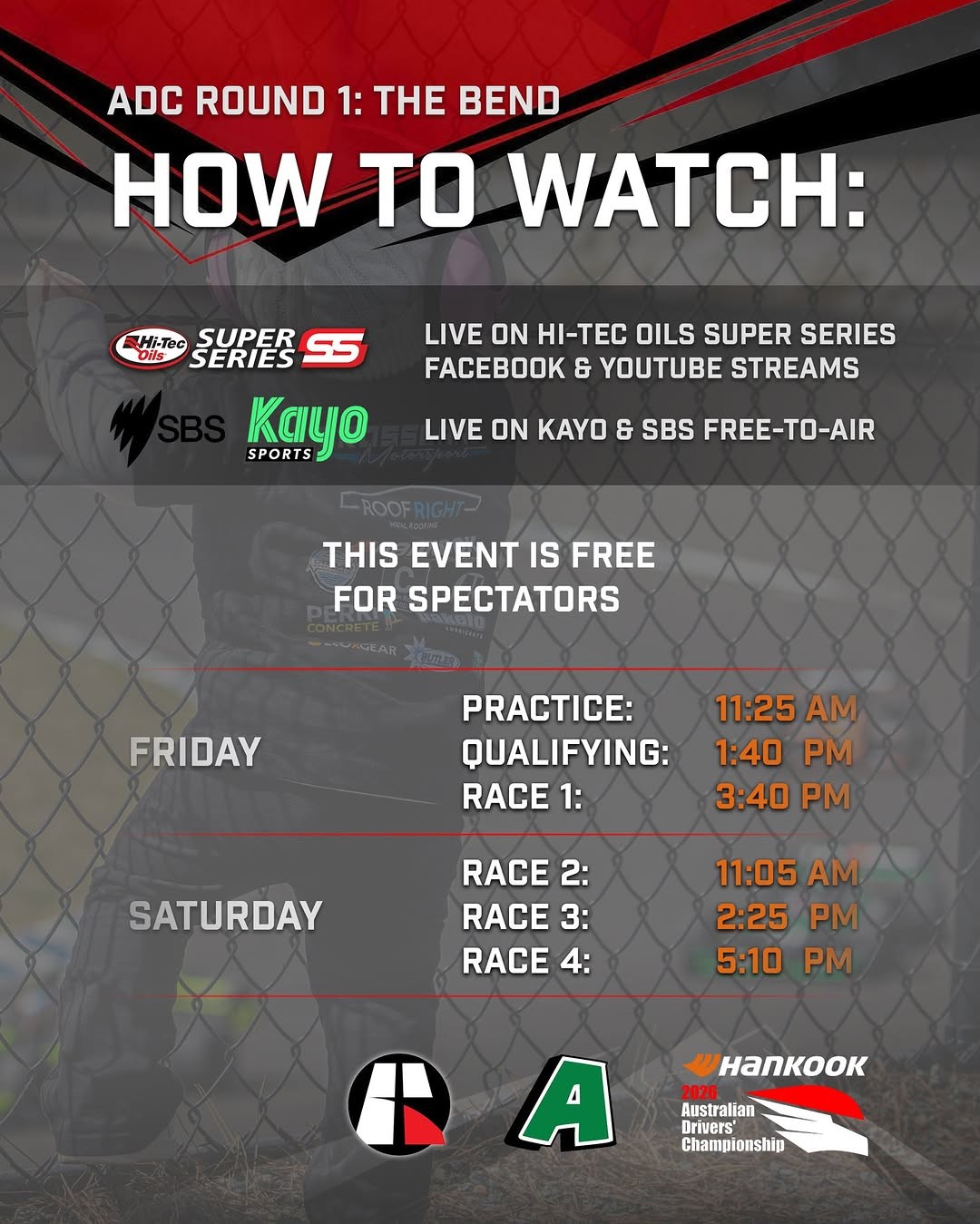 ADC Round 1: The Bend — spectator event in Adelaide, SA on Friday 13 March 2026