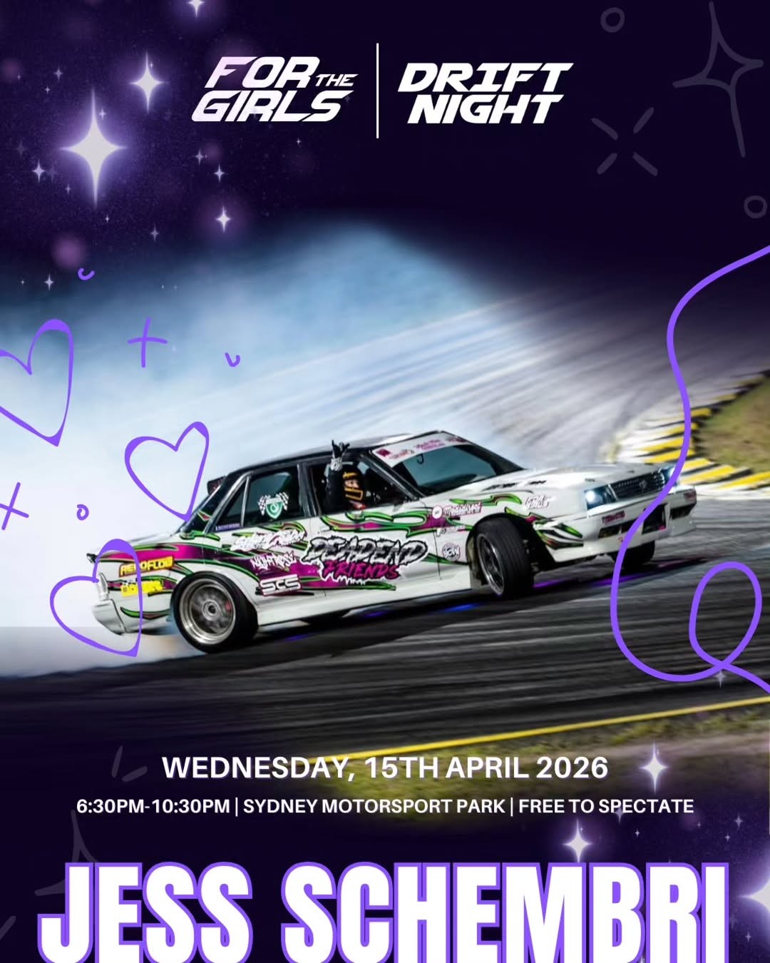 For The Girls Drift Night — JDM track day in Sydney, NSW on Wednesday 15 April 2026
