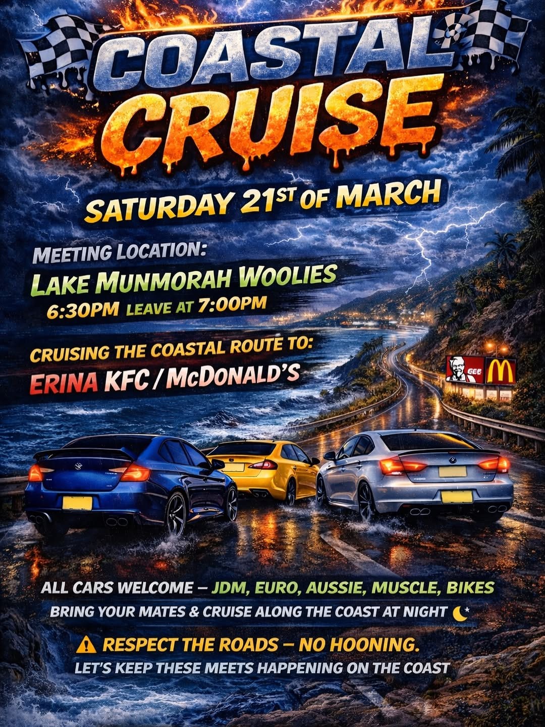 Coastal Cruise — JDM/Euro car meet in Sydney, NSW on Saturday 21 March 2026